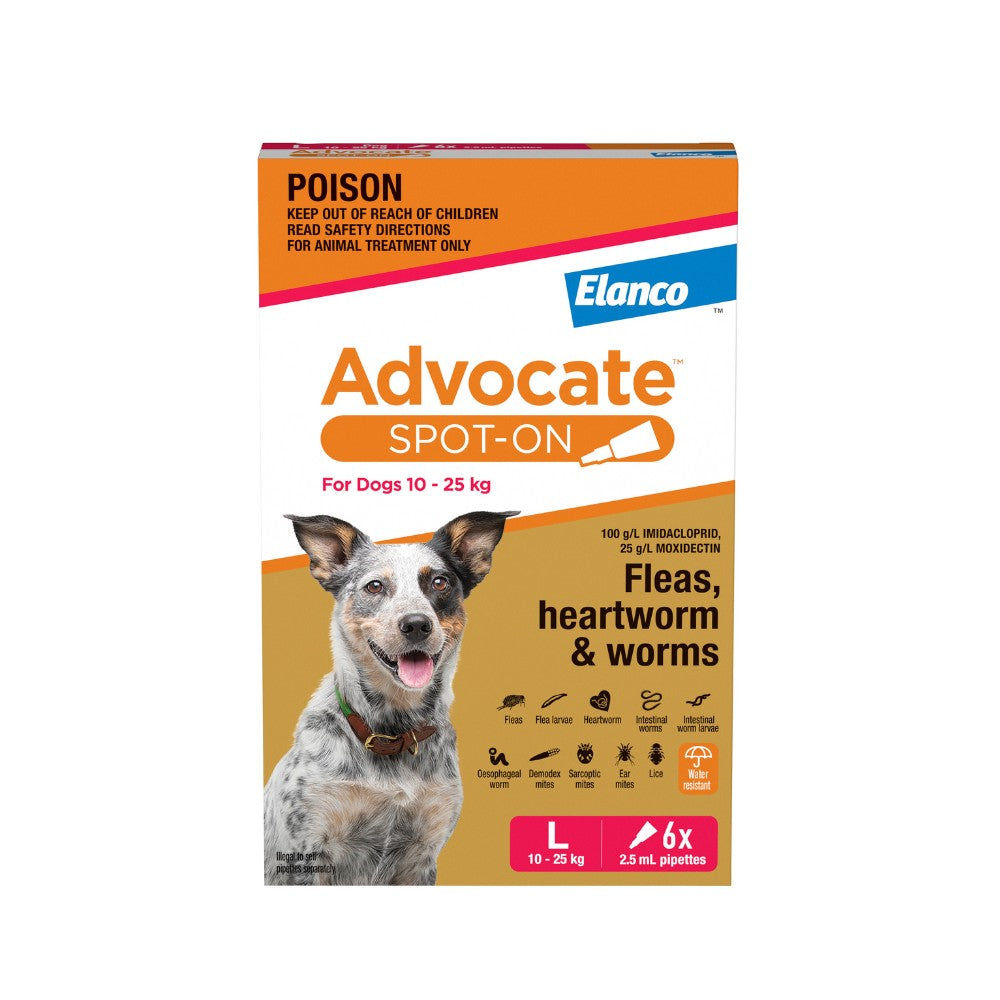 Advocate Red Spot-On Flea & Worming Treatment 10-25kg Dog