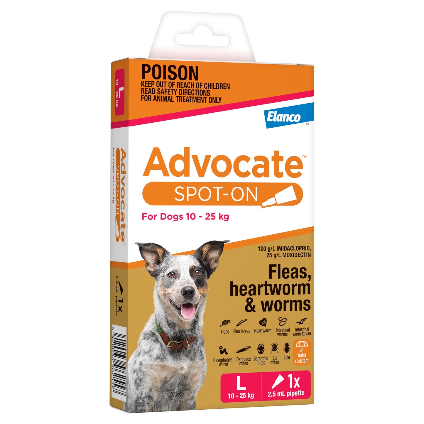 Advocate Red Spot-On Flea & Worming Treatment 10-25kg Dog