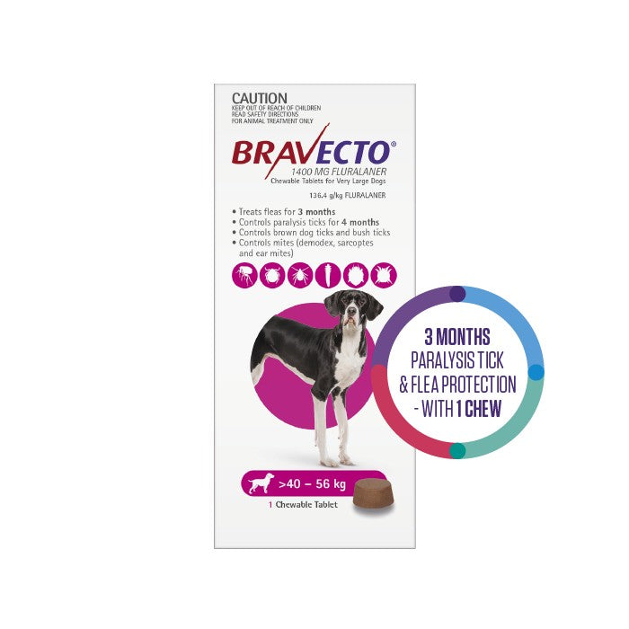 BRAVECTO Flea & Tick Chew Treatment 40-56kg Dog