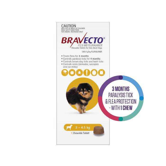 BRAVECTO Flea & Tick Chew Treatment 2-4.5kg for Dogs