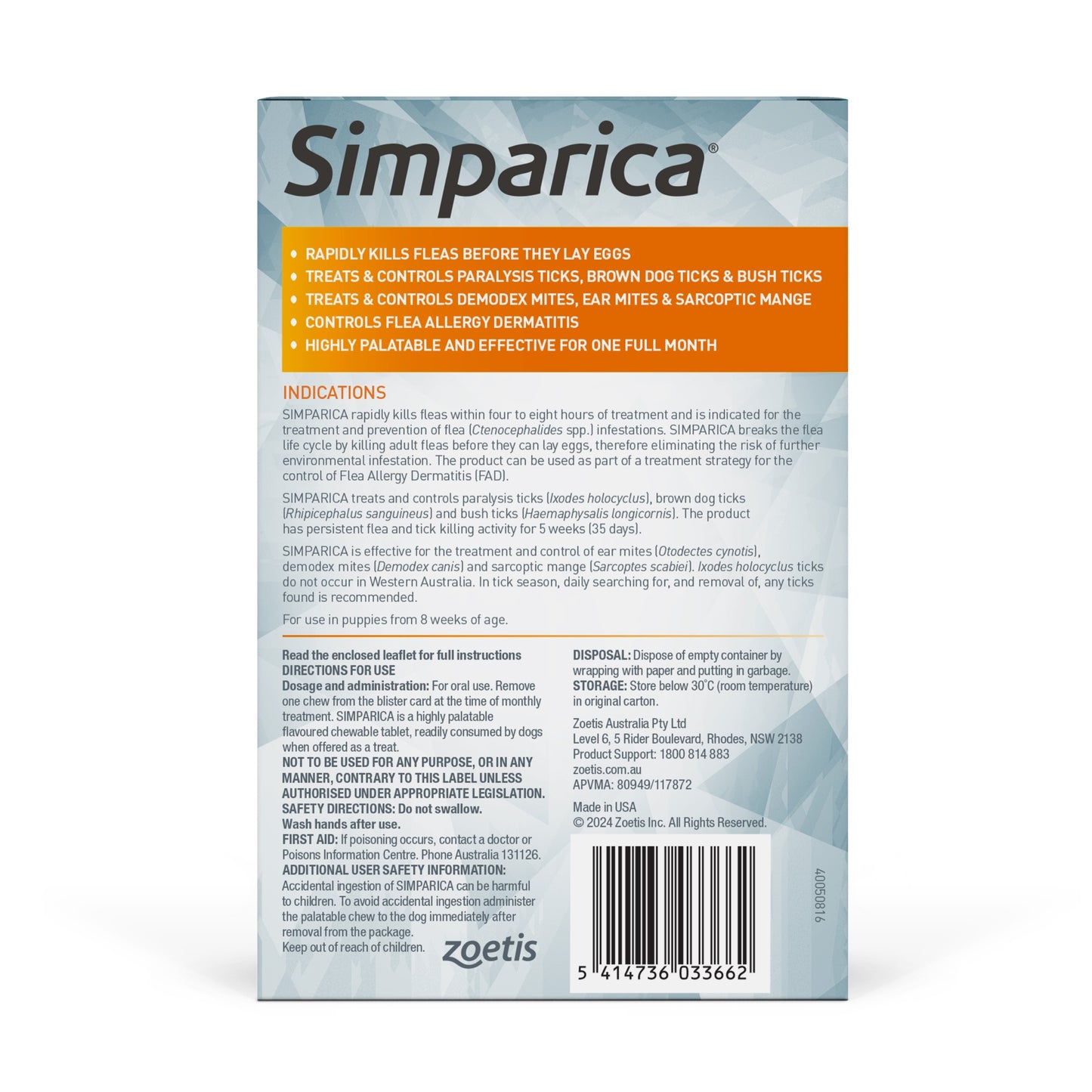 Simparica Small Breed 5.1-10kg Flea, Tick & Worm Dog Chews