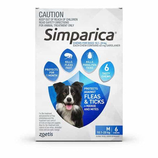 Simparica Flea, Tick & Mite 10.1-20kg Dog Treatment