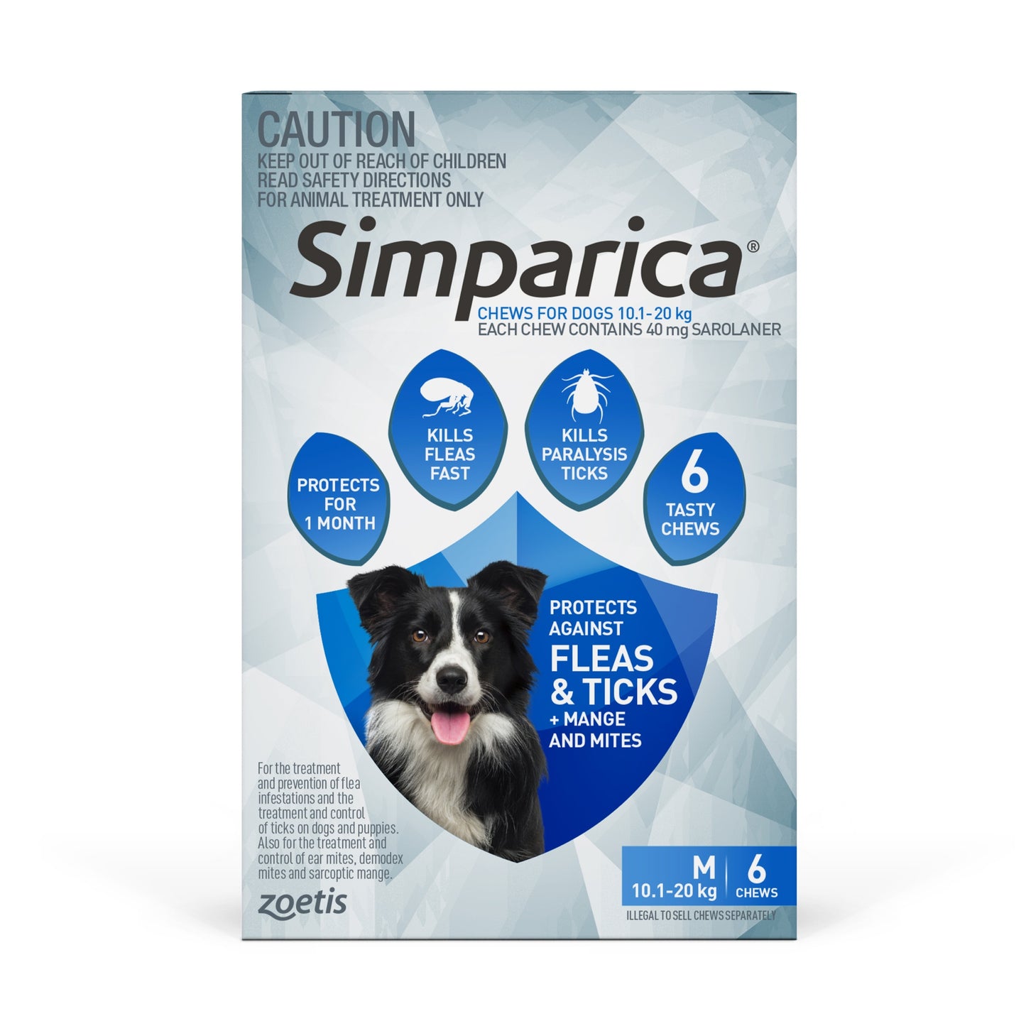 Simparica Medium Breed 10.1-20kg Flea, Tick & Worm Dog Chews