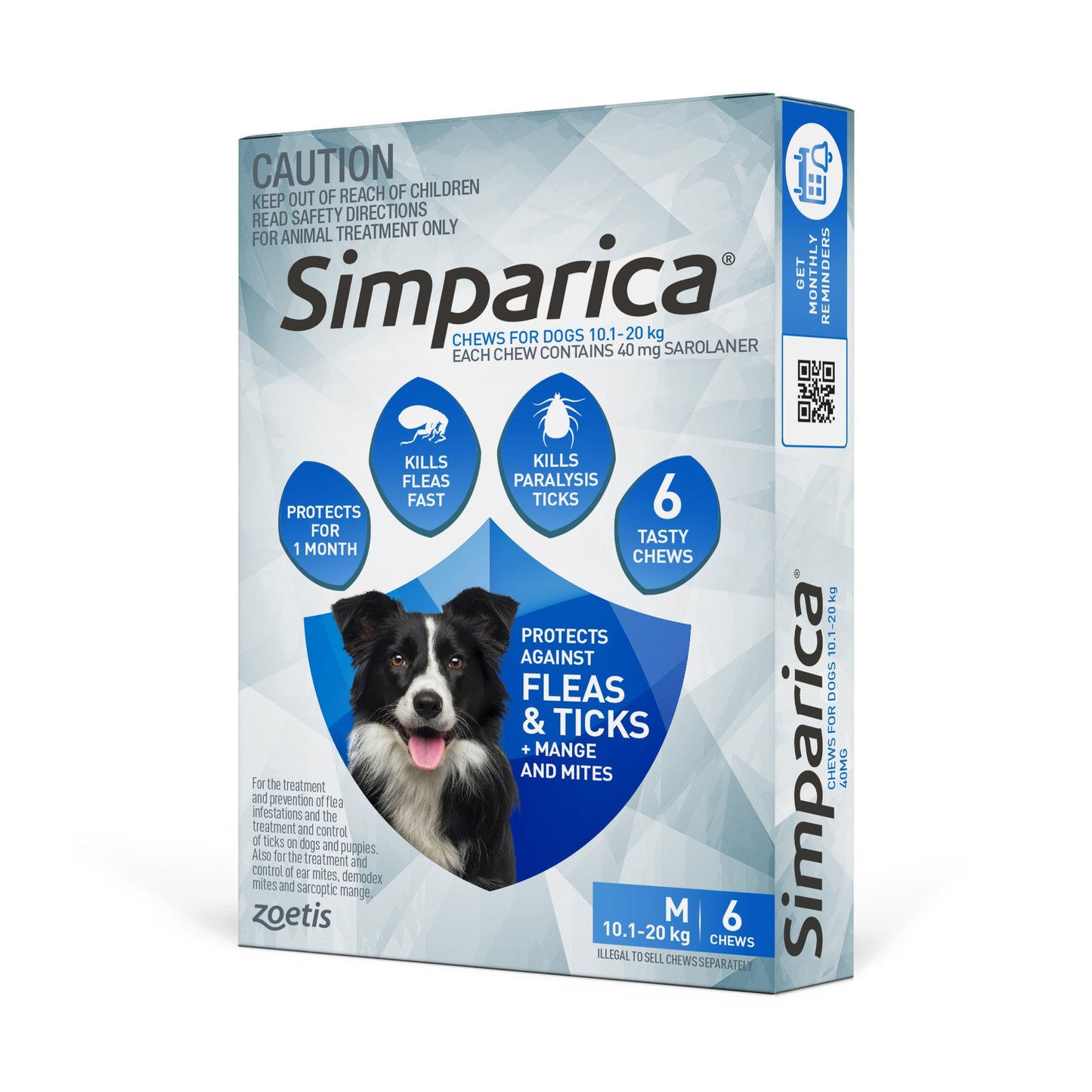 Simparica Medium Breed 10.1-20kg Flea, Tick & Worm Dog Chews