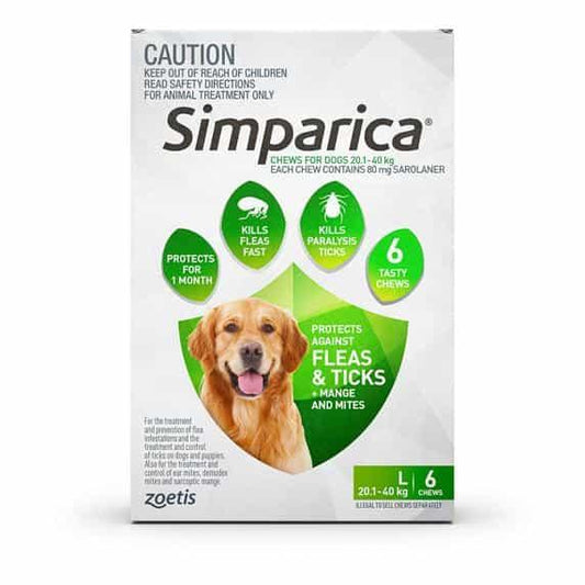 Simparica Flea, Tick & Mite 20.1-40kg Dog Treatment