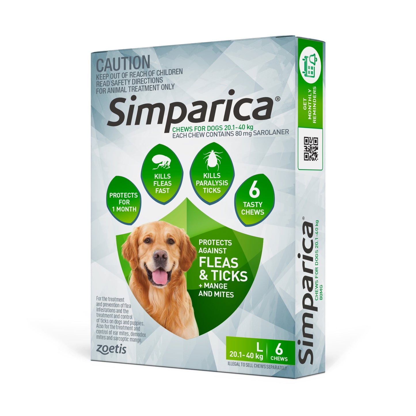 Simparica Large Breed 20.1-40kg Flea, Tick & Worm Dog Chews
