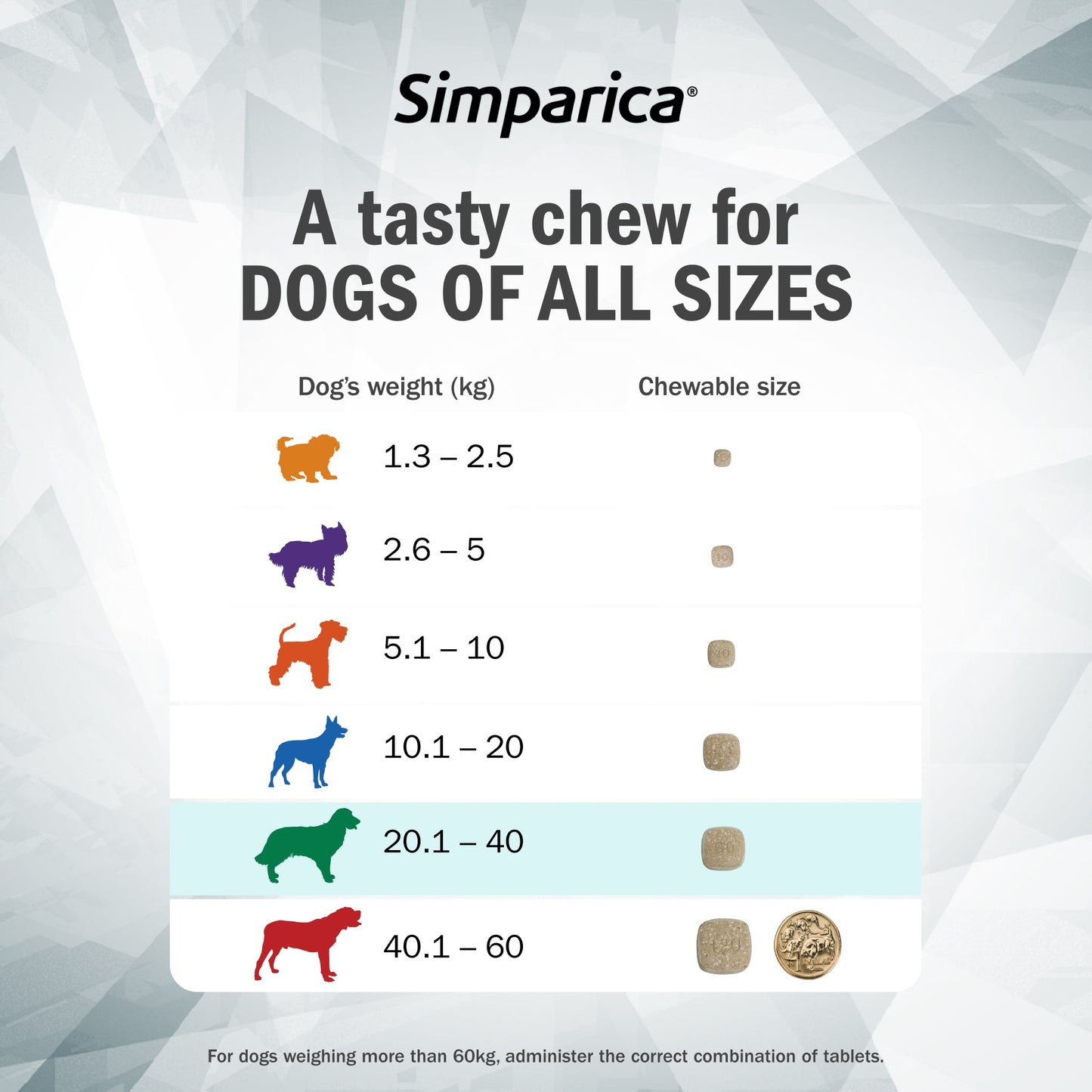 Simparica Large Breed 20.1-40kg Flea, Tick & Worm Dog Chews