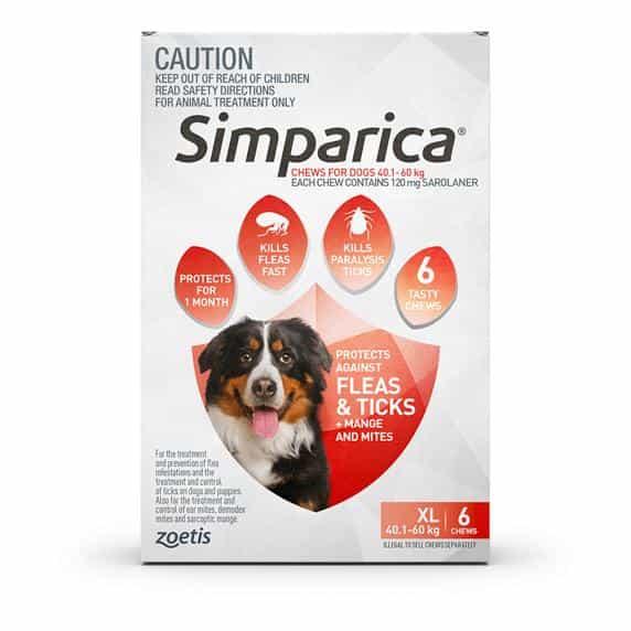 Simparica Flea, Tick & Mite 40.1-60kg Dog Treatment