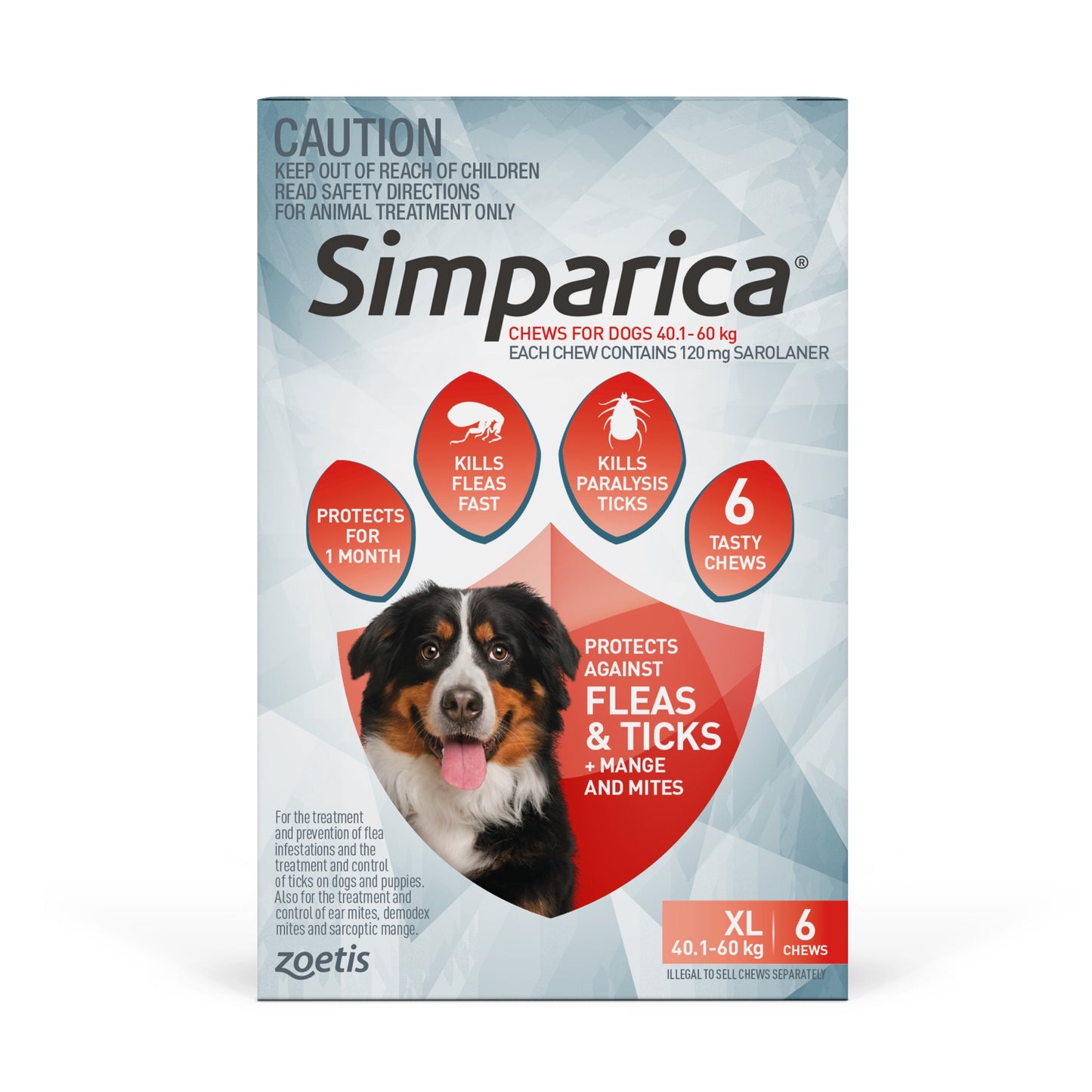 Simparica Extra Large Breed 40.1-60kg Flea, Tick & Worm Dog Chews