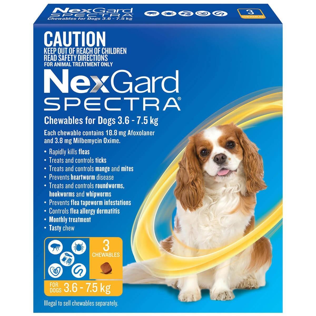 NexGard Spectra Small Breed 3.6-7.5kg Flea, Tick & Worming Dog Chews