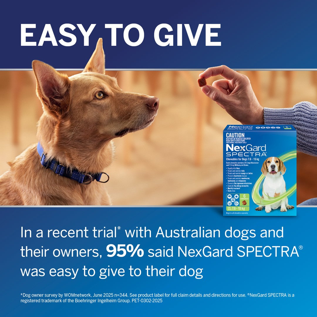 NexGard Spectra Medium Breed 7.6-15kg Flea, Tick & Worming Dog Chews