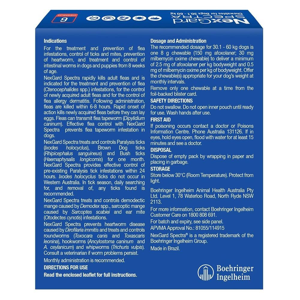 NexGard Spectra Extra Large Breed 30.1-60kg Flea, Tick & Worming Dog Chews