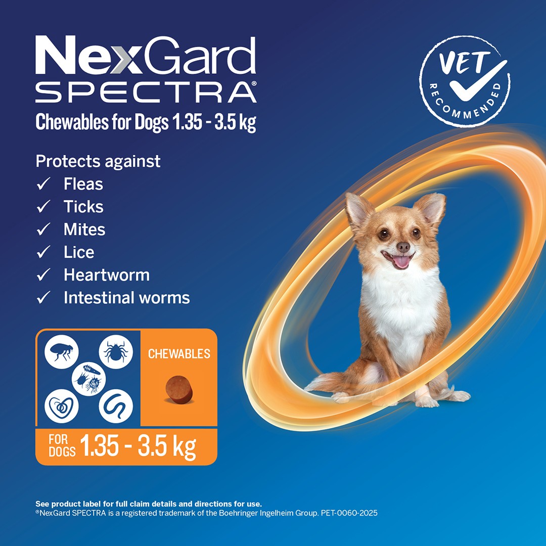 NexGard Spectra For Extra Small Dogs 1.35-3.5kg