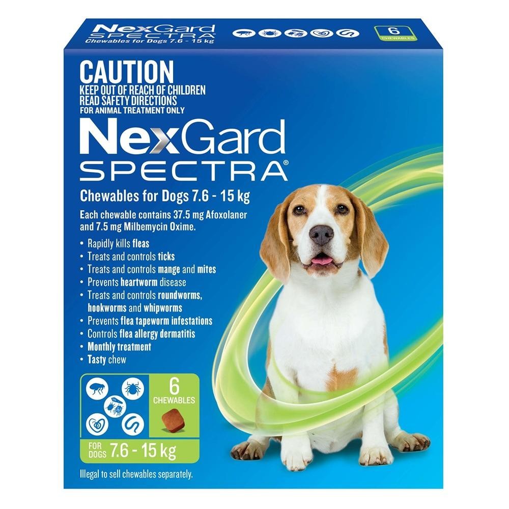 NexGard Spectra Medium Breed 7.6-15kg Flea, Tick & Worming Dog Chews