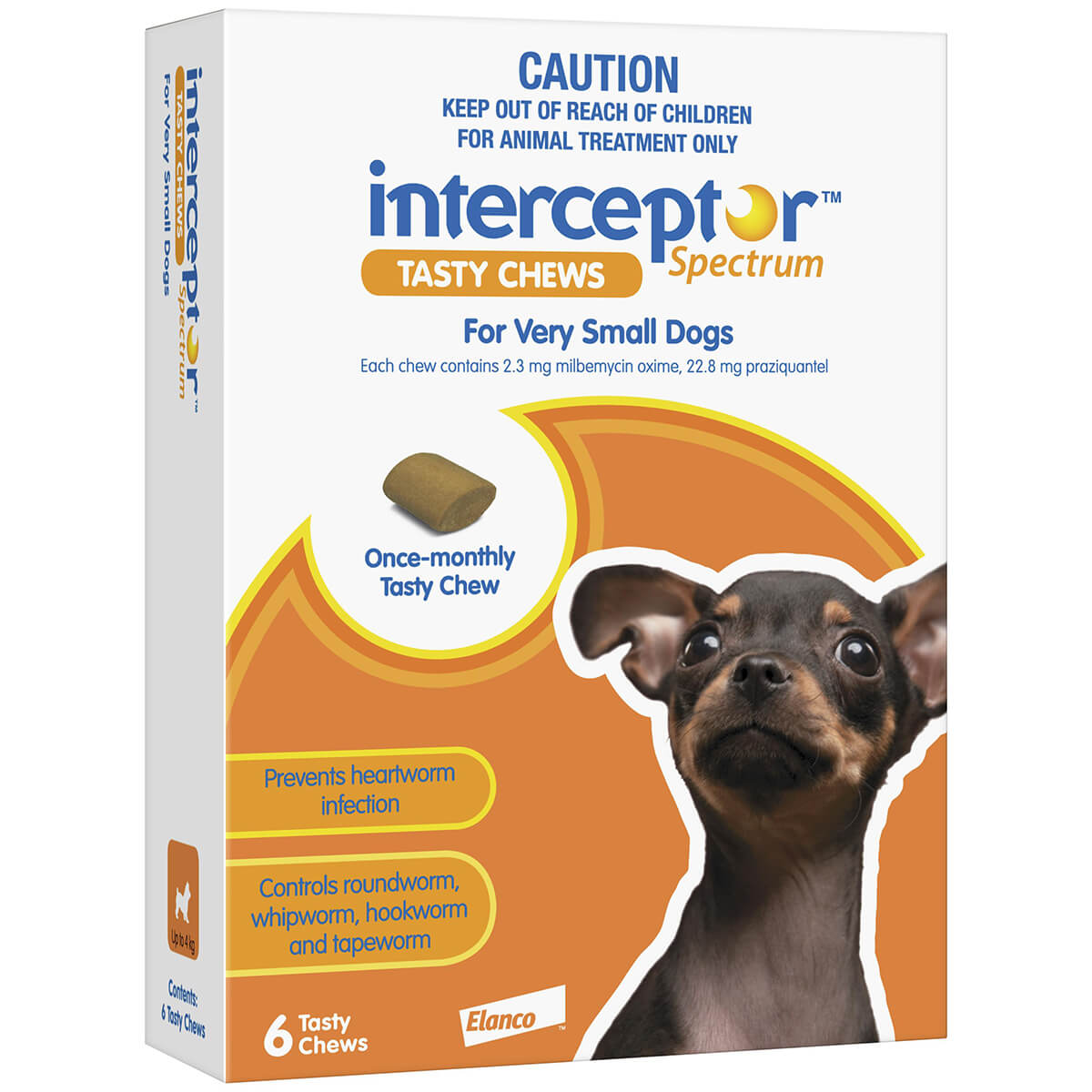 Interceptor Spectrum Tasty Chews Worming Treatment Extra Small Dog
