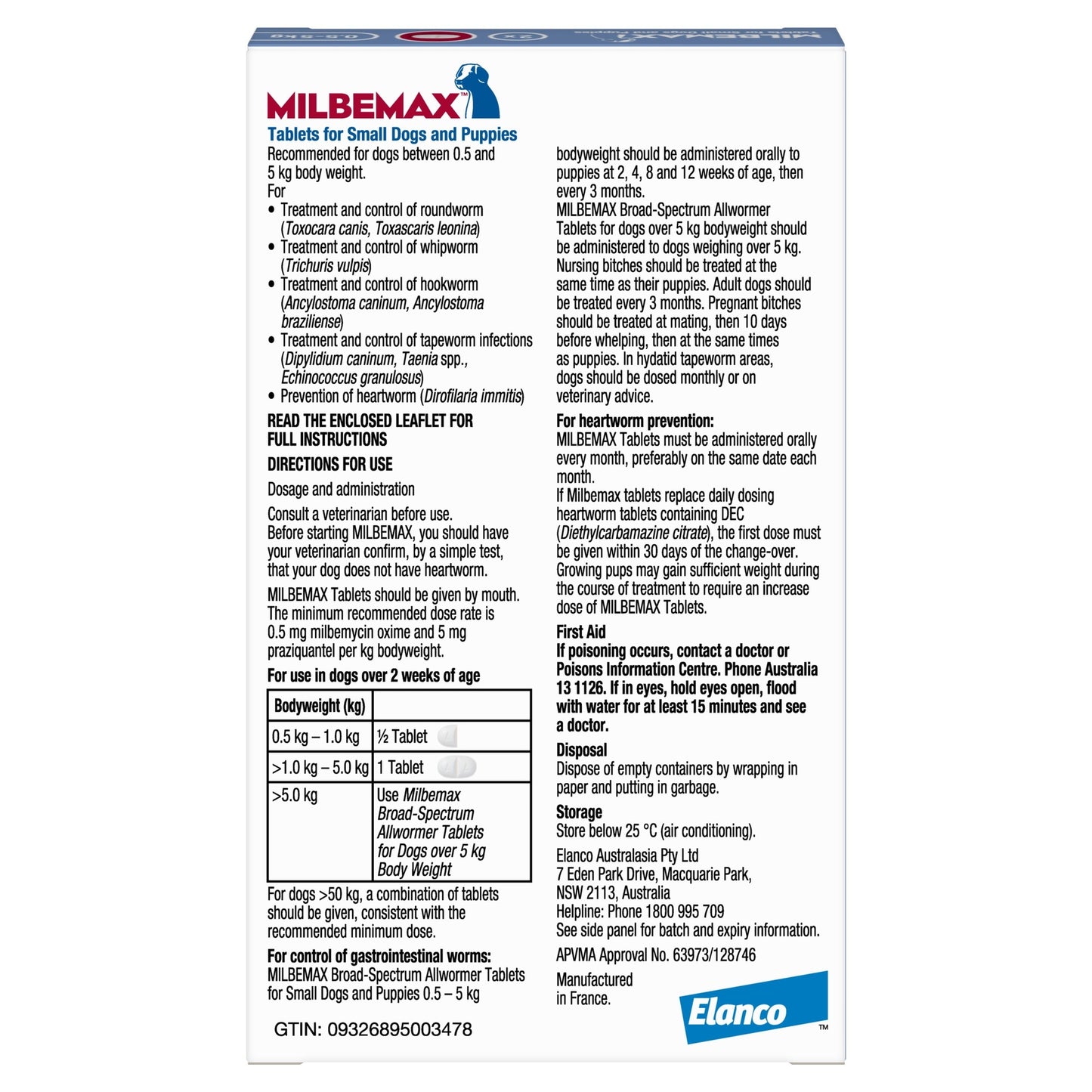 Milbemax Allwormer <5kg Dog
