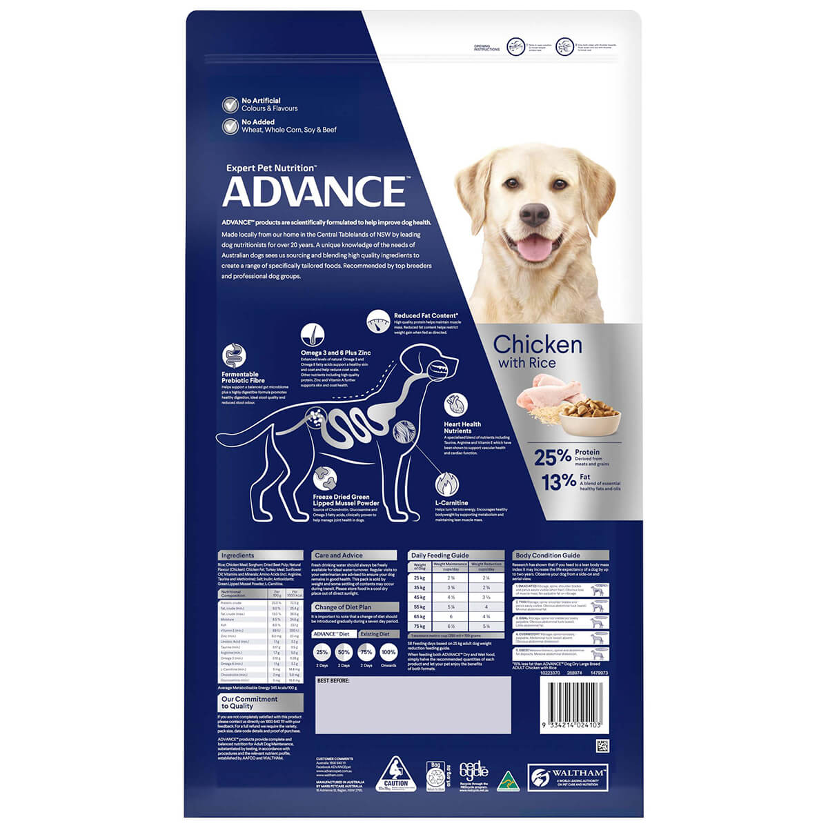 Advance Healthy Weight Large Breed Adult Chicken Dry Dog Food 13kg