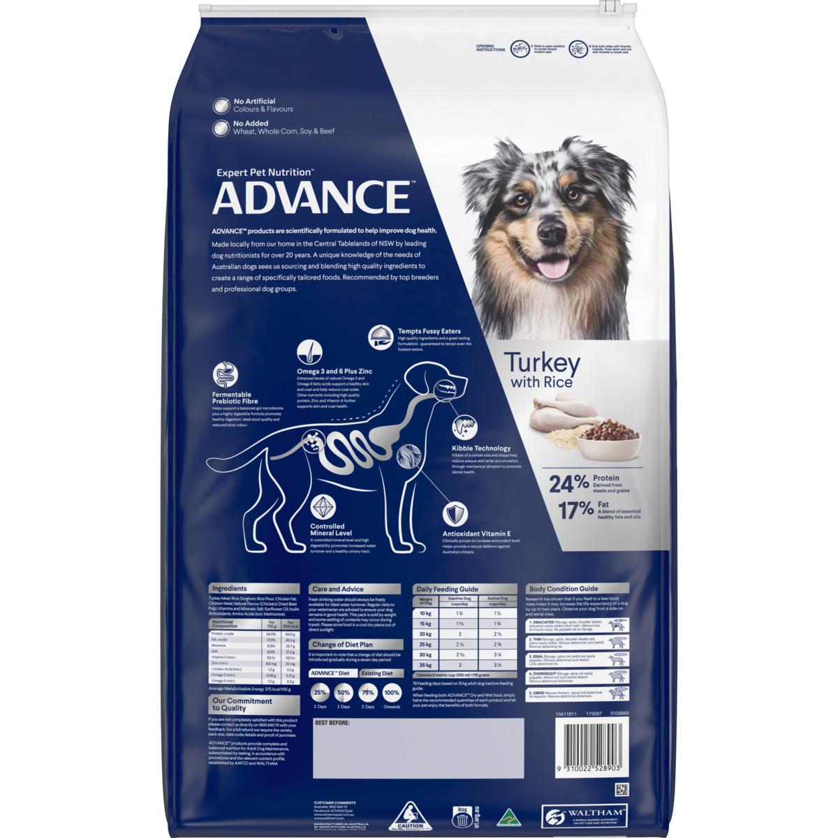 Advance Medium Breed Adult Turkey & Rice Dry Dog Food