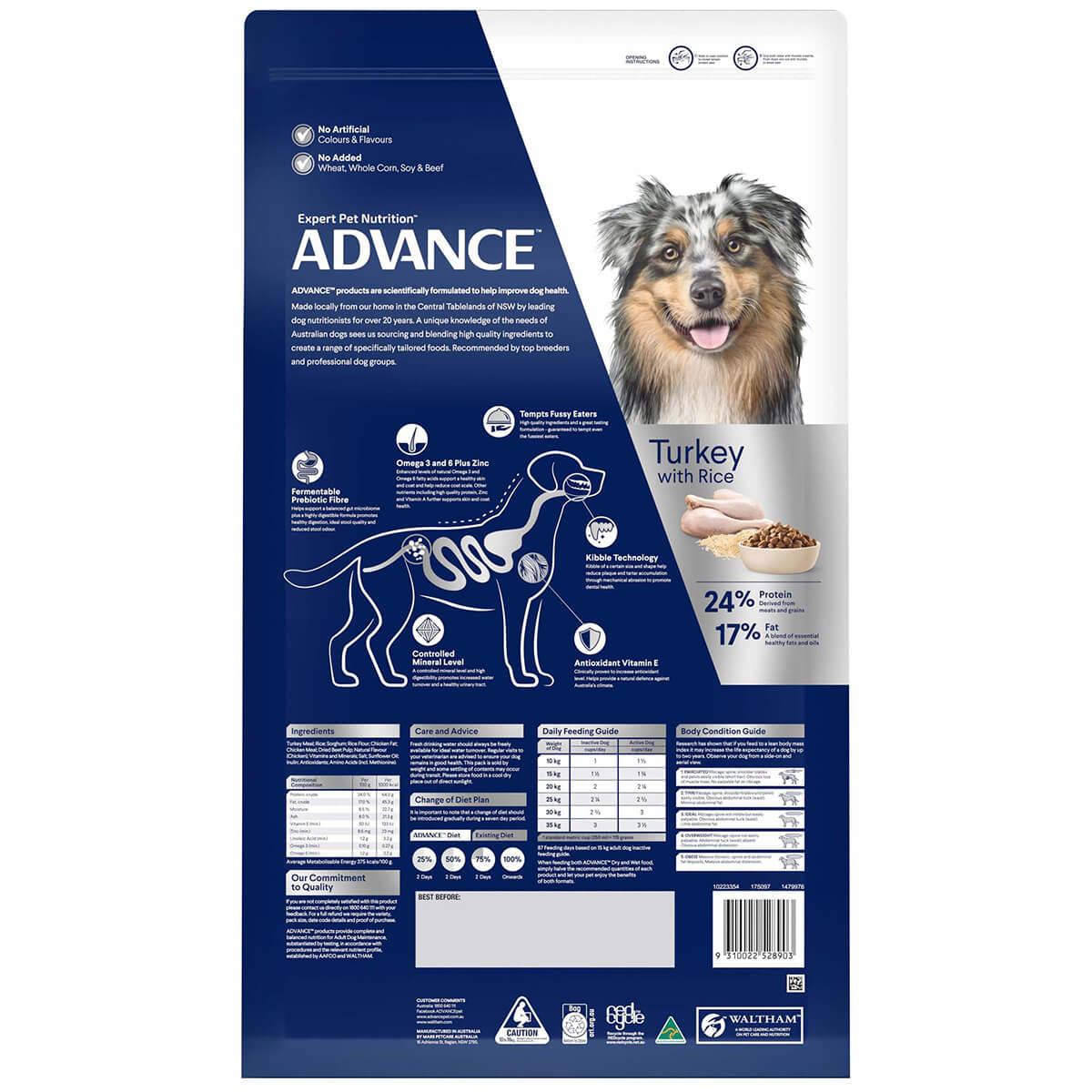 Advance Adult Medium Breed Turkey and Rice Dry Dog Food