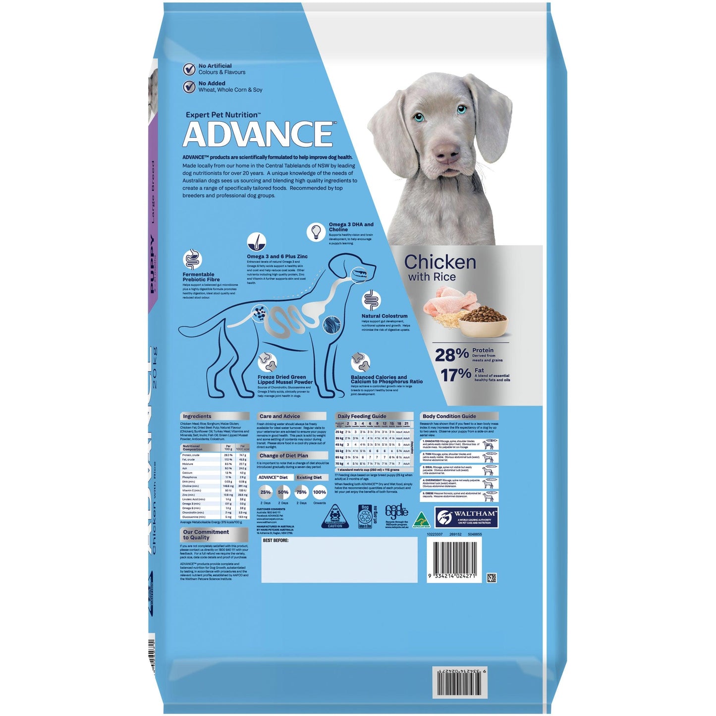 Advance Large Puppy Chicken With Rice Dry Dog Food