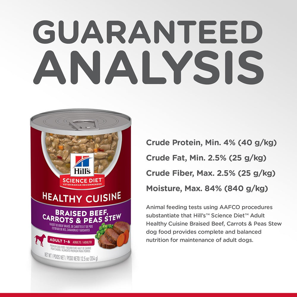 Hills Science Diet Adult Healthy Cuisine Beef, Carrots & Peas Stew Canned Dog Food