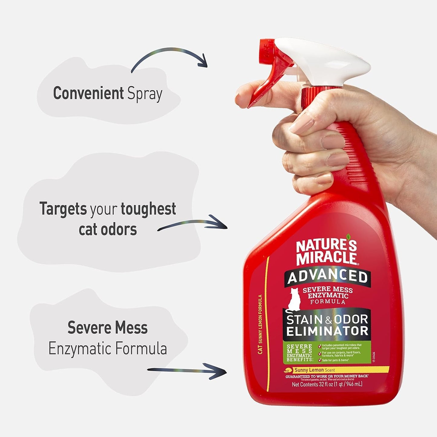 Nature's Miracle Advanced Formula Cat Stain & Odour Remover Sunny Lemon Scent 946ml