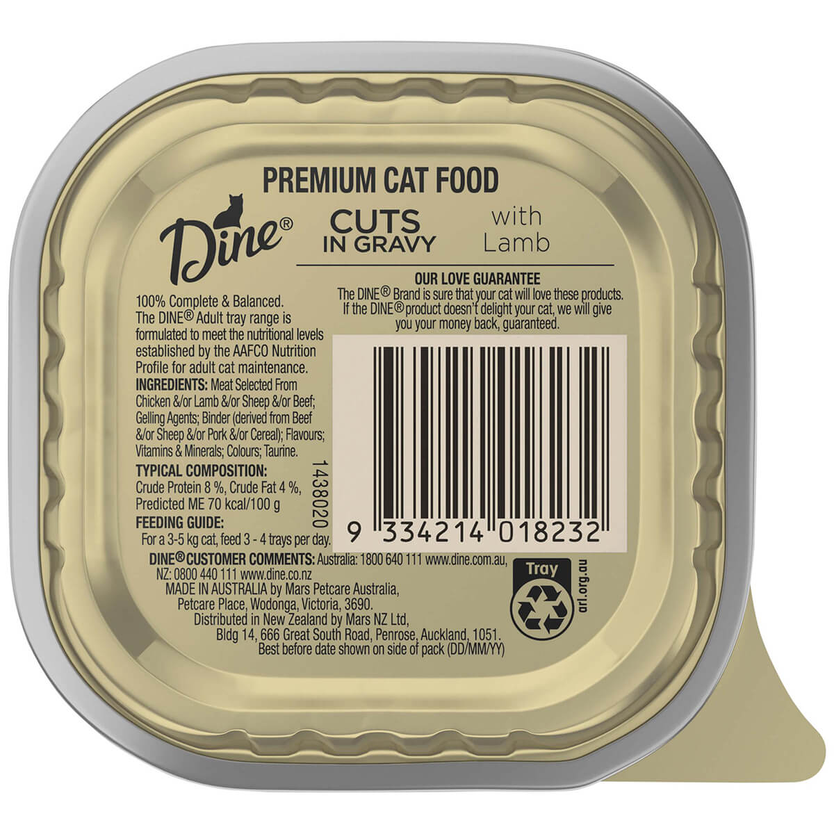 Dine Daily Variety Lamb Cuts In Gravy Wet Cat Food Tray