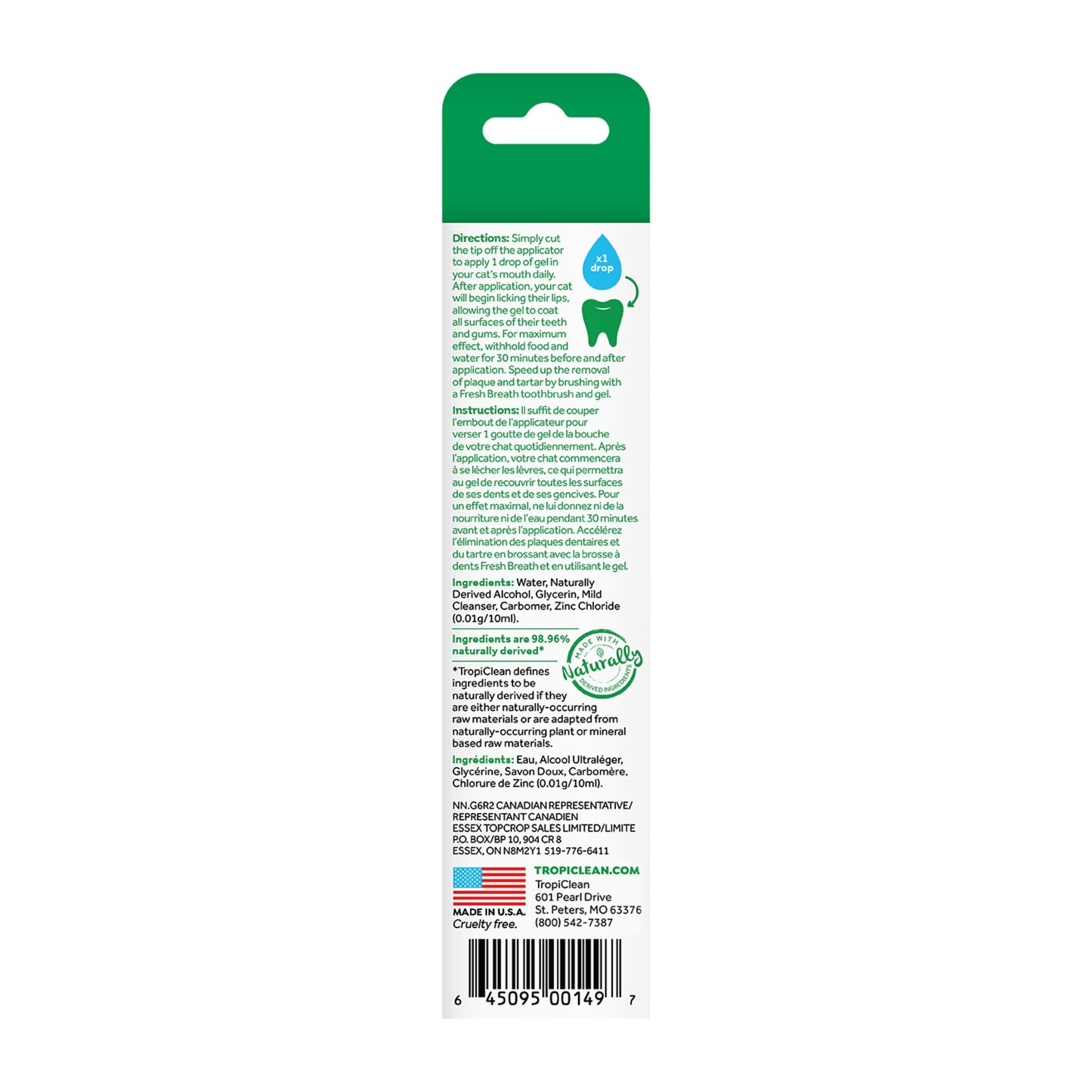 Tropiclean Fresh Breath Clean Teeth Gel Cat