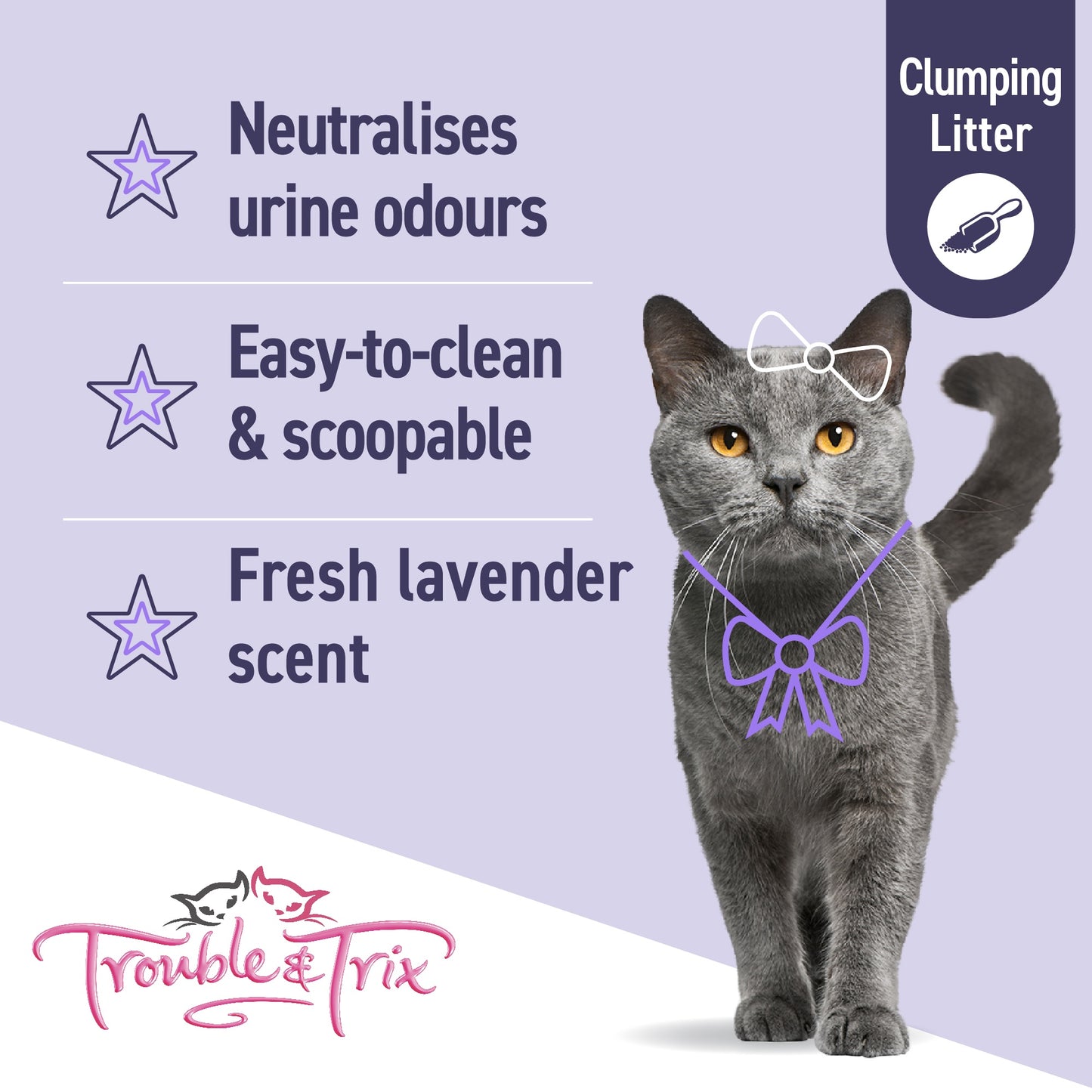 Trouble N Trix Clumping Odour Neutralising Lavender Scented Cat Litter