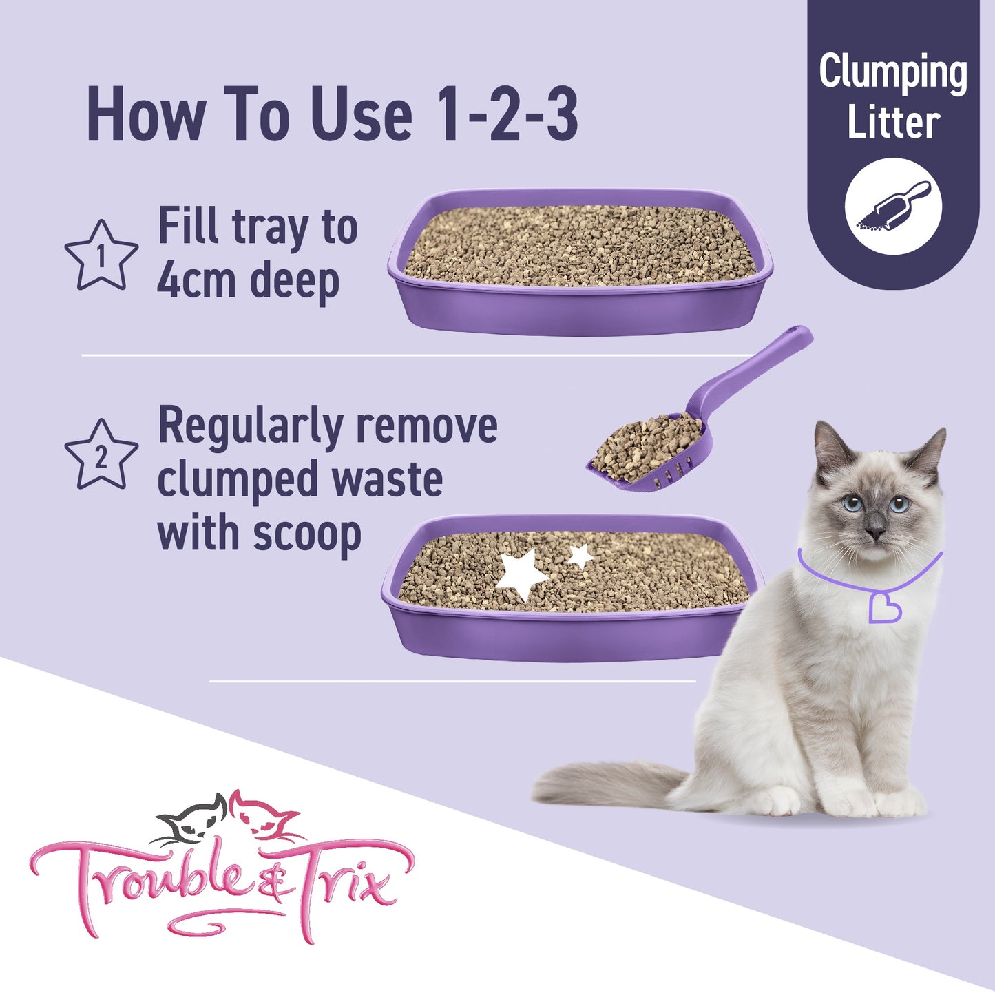 Trouble N Trix Clumping Odour Neutralising Lavender Scented Cat Litter