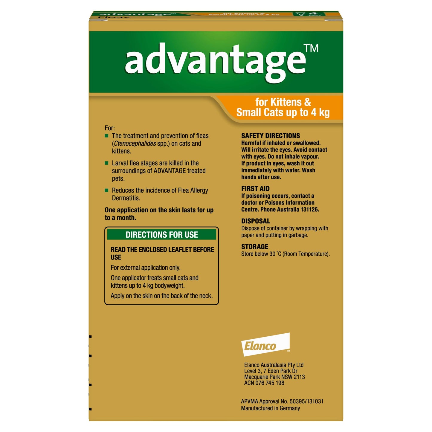 Advantage Spot-On Flea Treatment <4kg Cat & Kitten