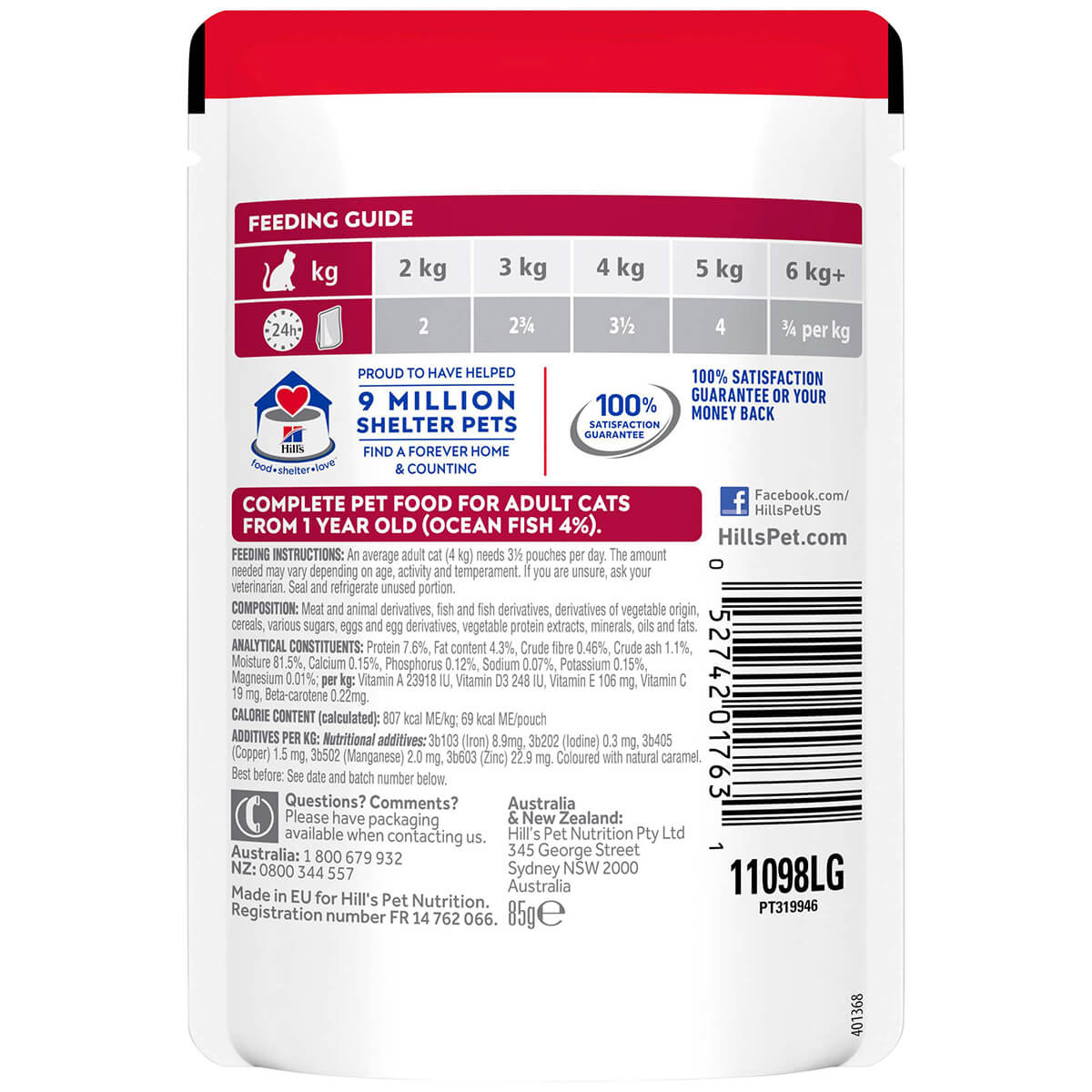 Hill's Science Diet Adult Ocean Fish Pouches Wet Cat Food 85g