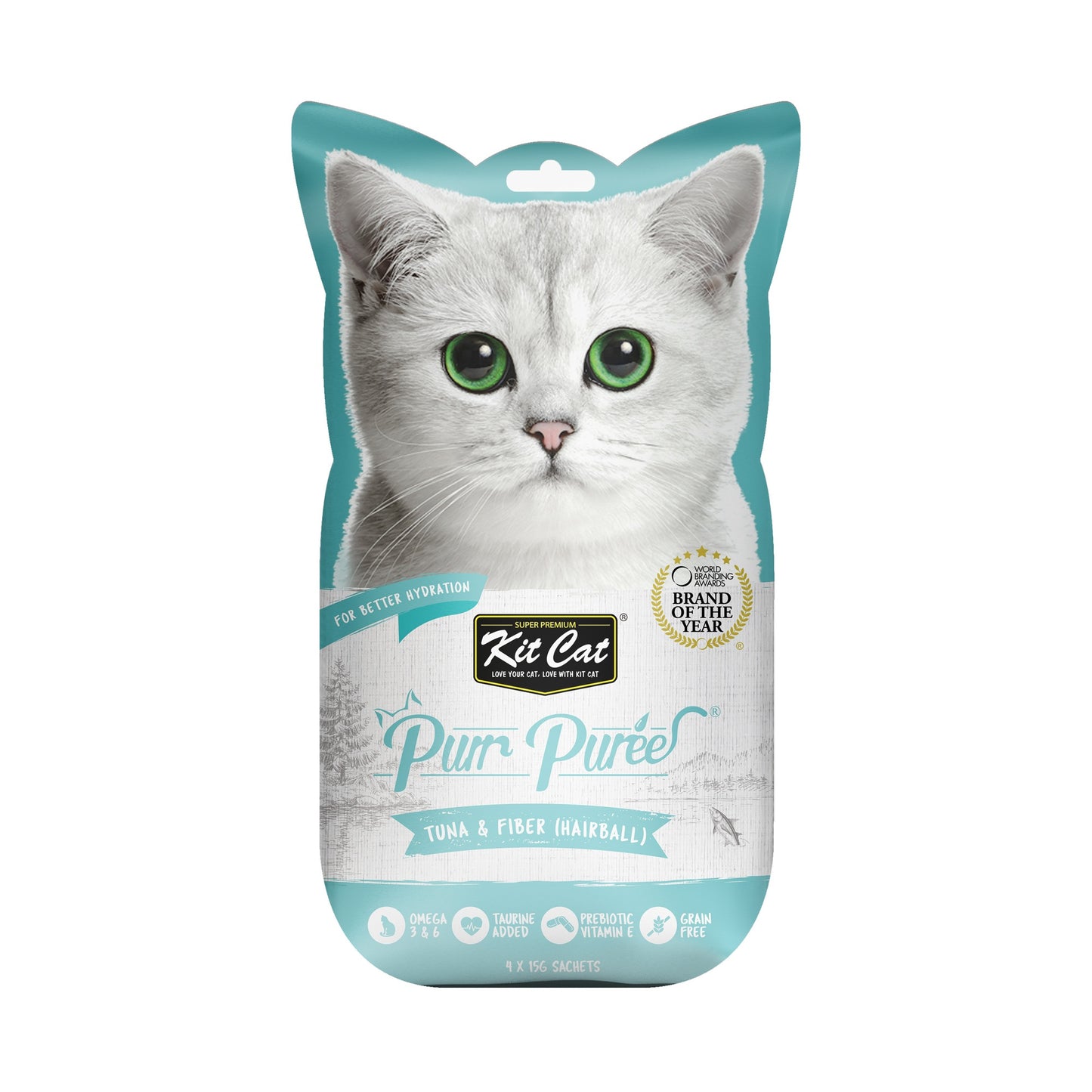 Purr Puree Tuna & Fibre Hairball Sachets Cat Treats