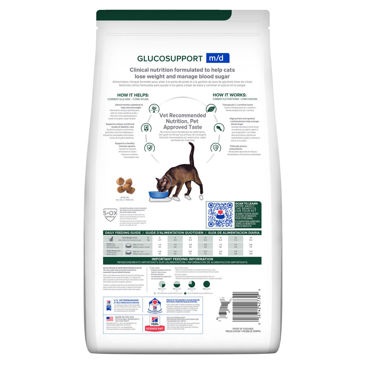 Hill's Prescription Diet M/D Gluco Support Dry Cat Food
