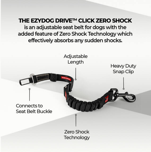 EzyDog Click Zero Shock Car Restraint Black