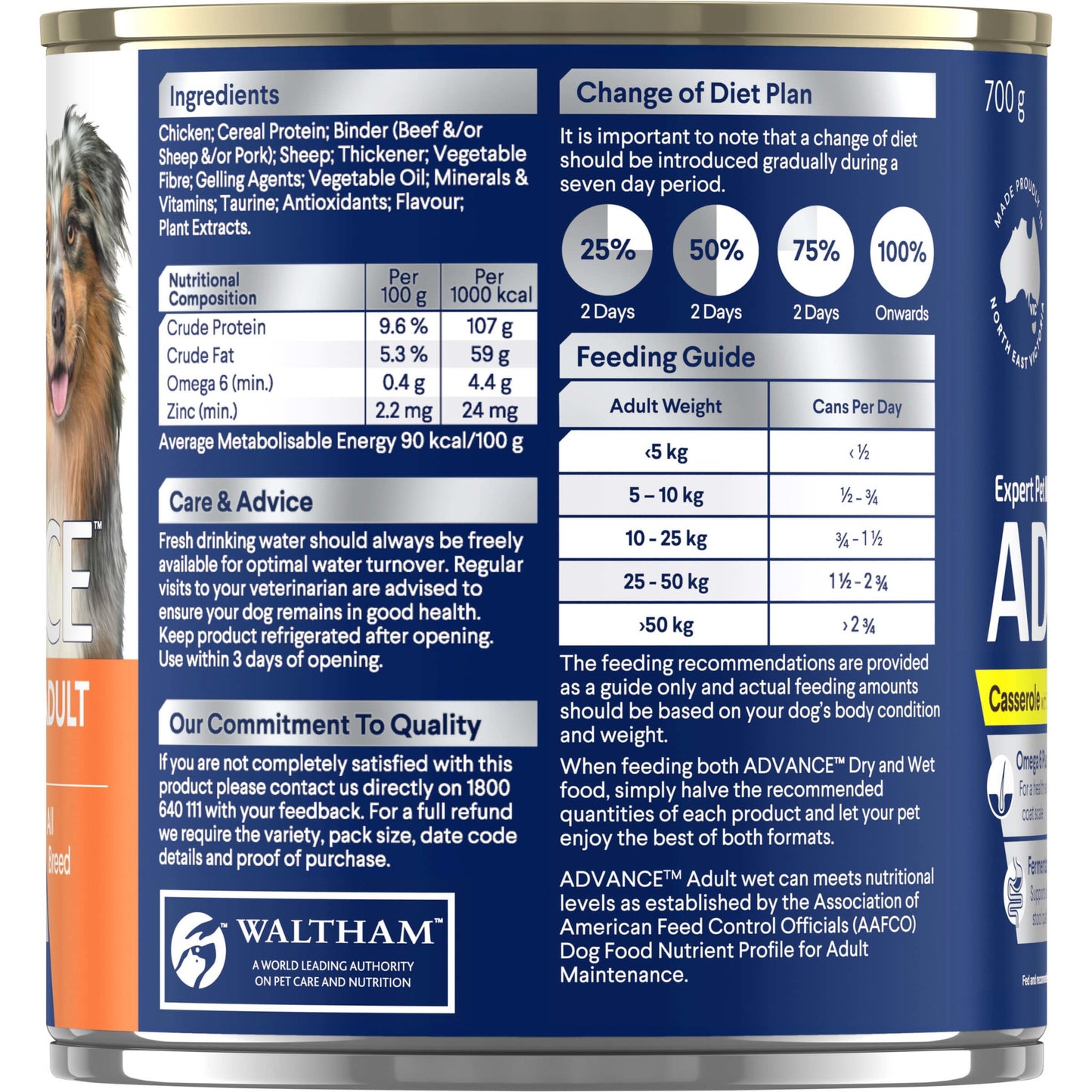 Advance Adult All Breed Casserole with Chicken Canned Dog Food - PetPost Australia