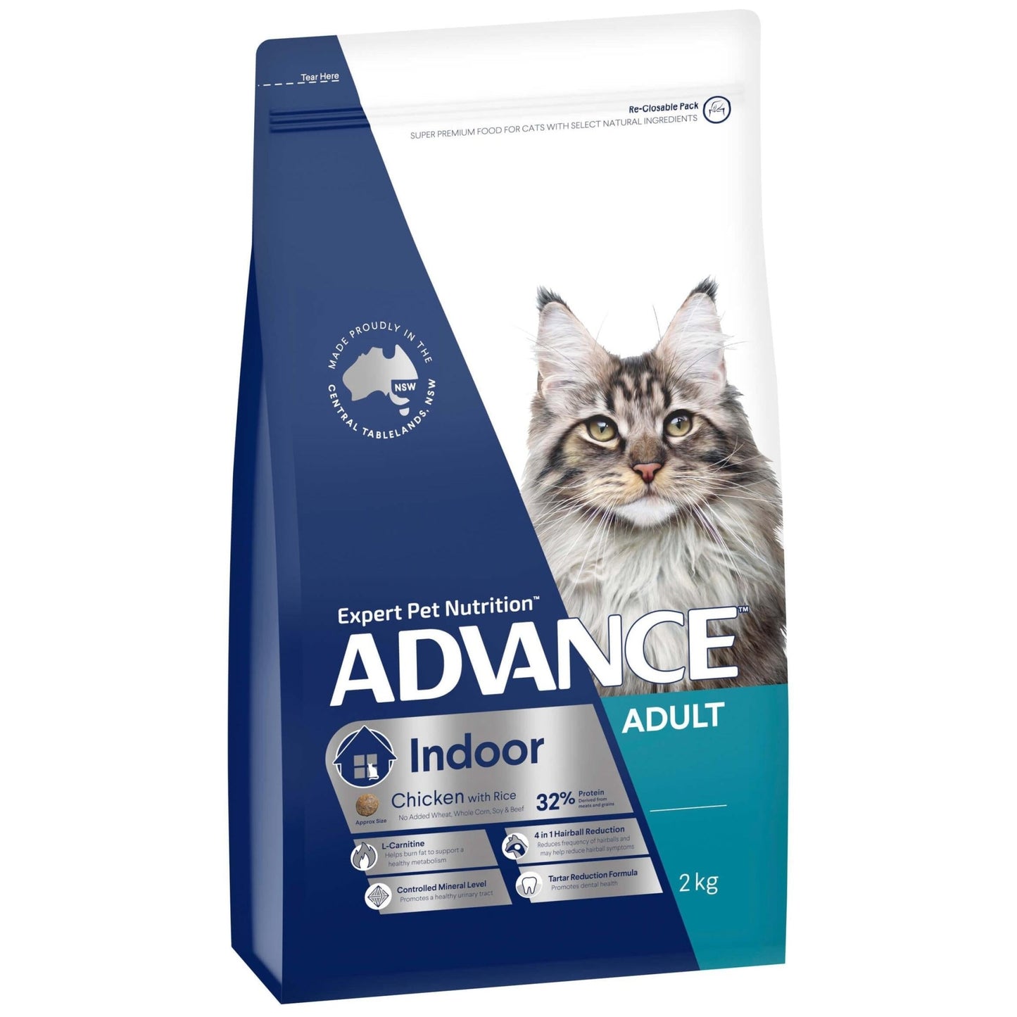 Advance Indoor Adult Chicken Dry Cat Food 2kg - PetPost Australia