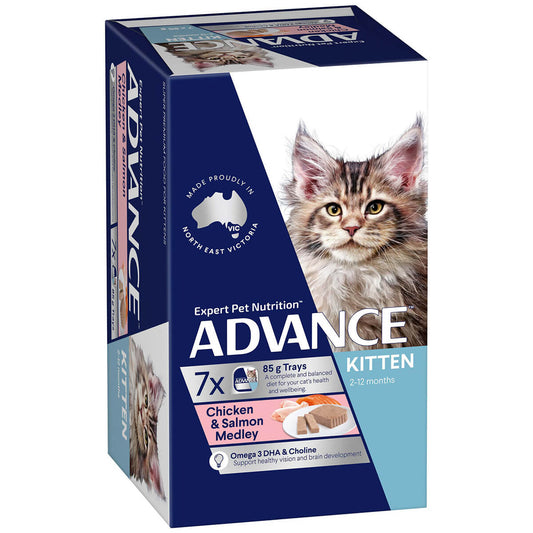 Advance Kitten Chicken & Salmon Medley Wet Cat Food 7X85g - PetPost Australia