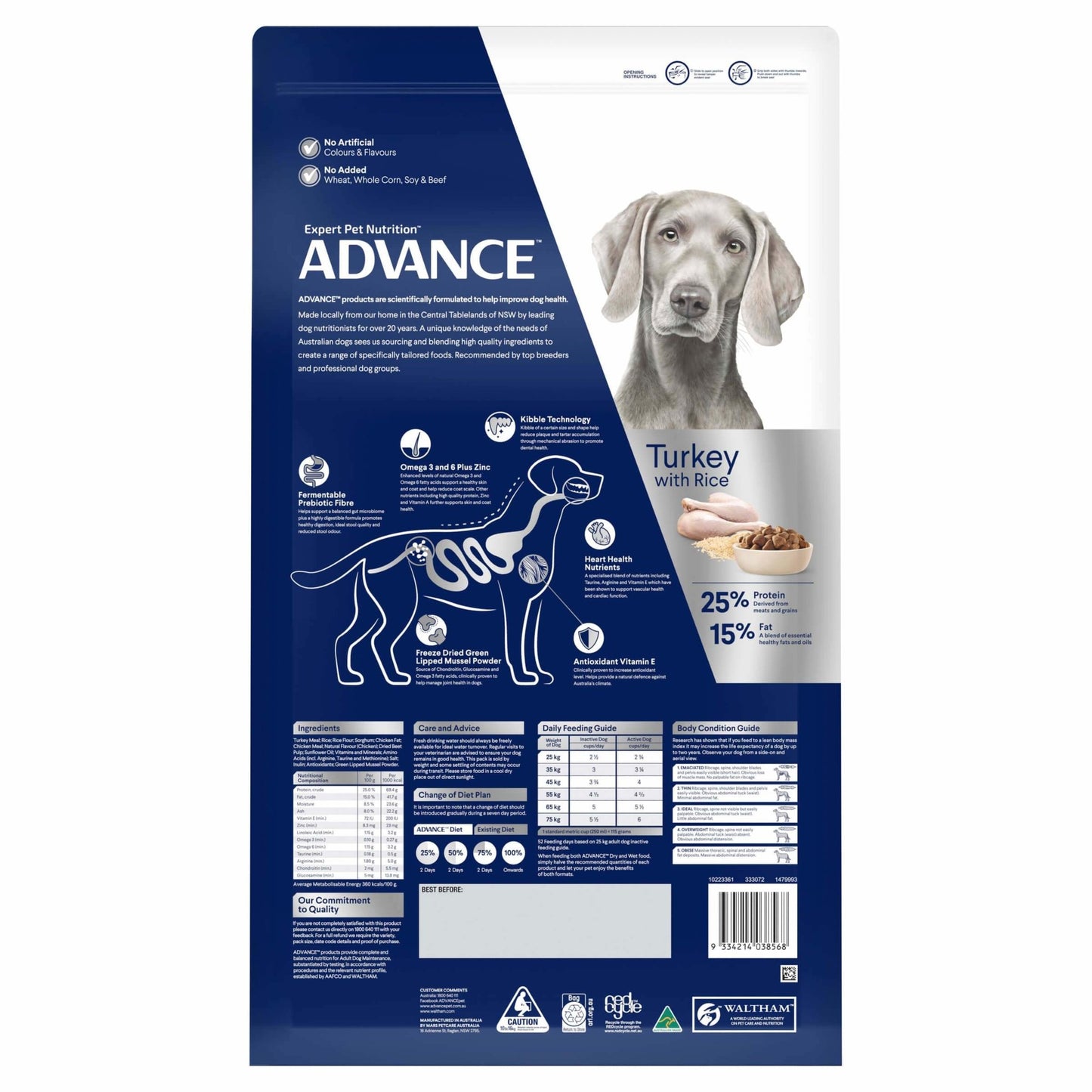 Advance Large Plus Adult Turkey Dry Dog Food - PetPost Australia