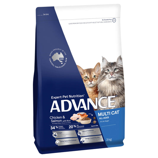 Advance Multi Cat Adult Chicken & Salmon Dry Cat Food - PetPost Australia