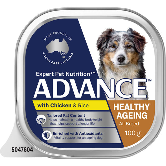 Advance Single Serve Healthy Aging Adult Chicken with Rice Wet Dog Food 100g - PetPost Australia