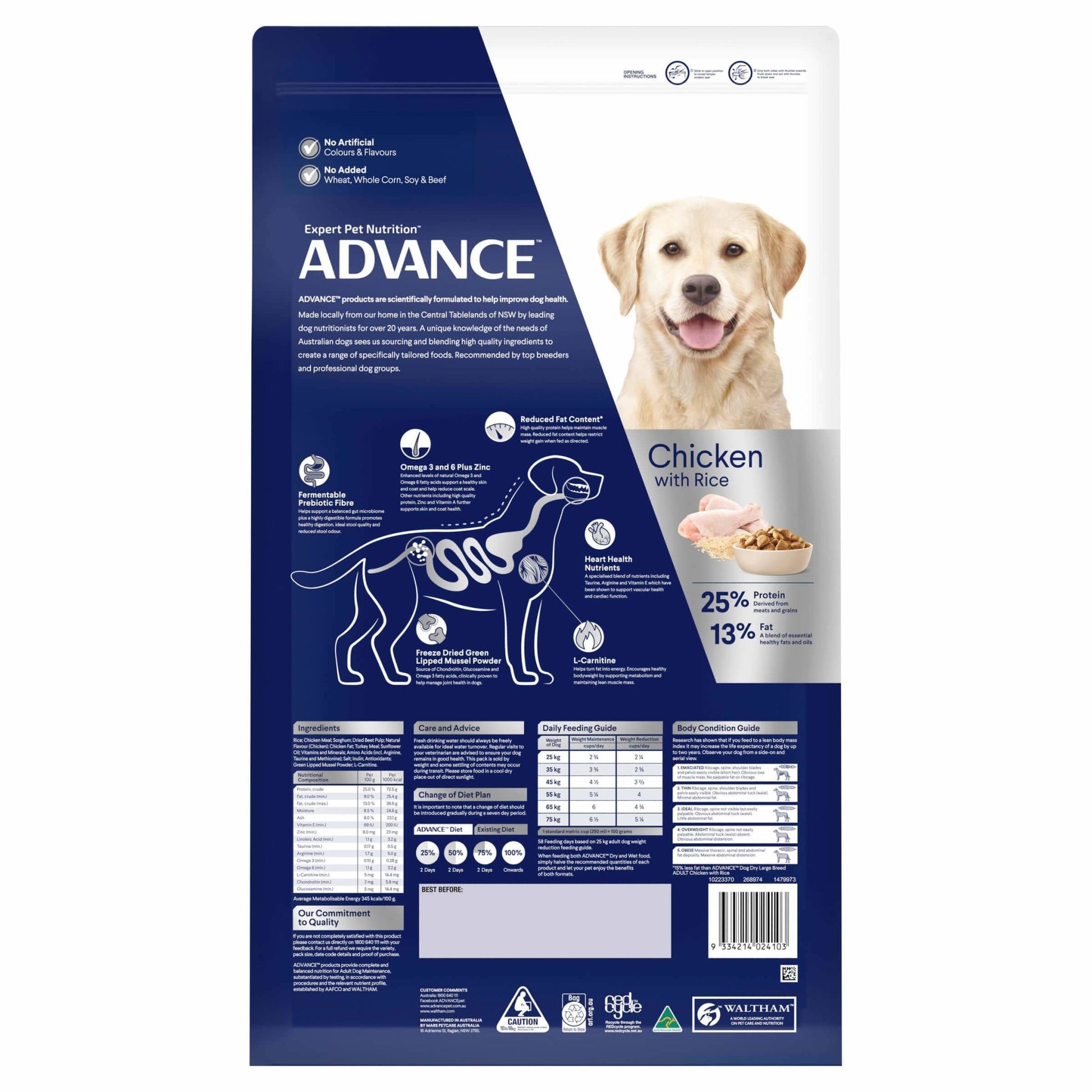 Advance Weight Control Large Breed Adult Chicken Dry Dog Food - PetPost Australia