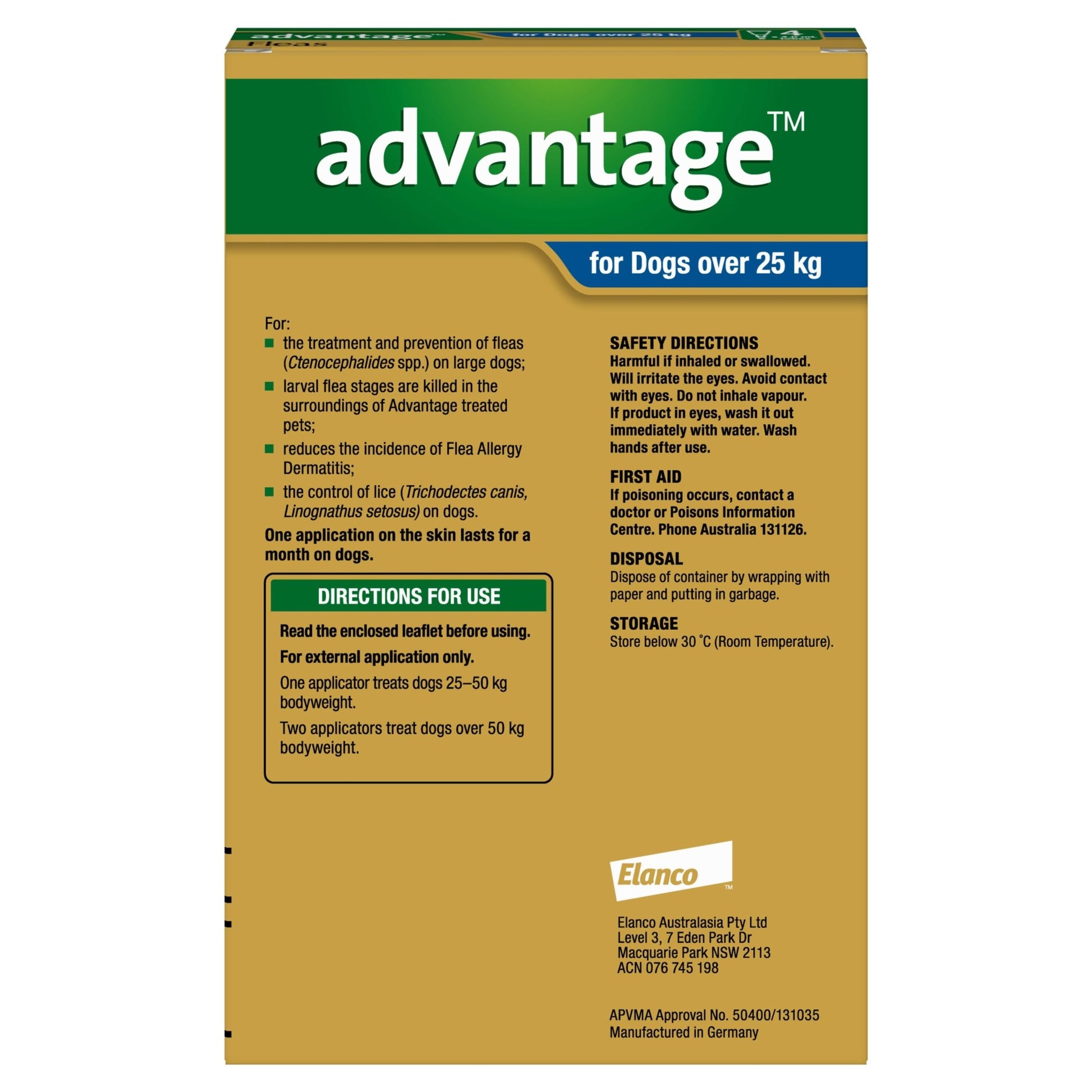 Advantage Flea Treatment 25kg+ Dog - PetPost Australia