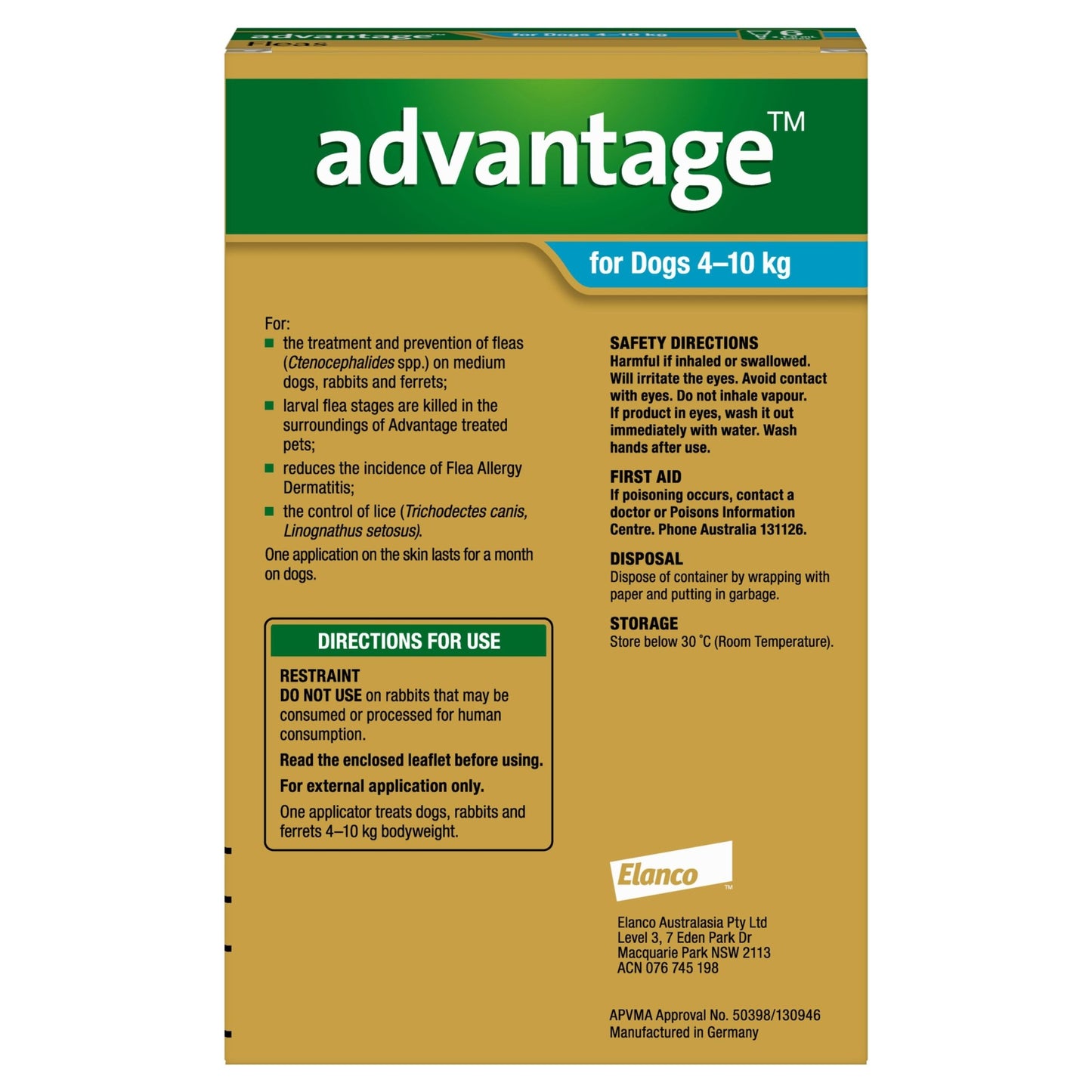 Advantage Flea Treatment 4-10kg Dog - PetPost Australia