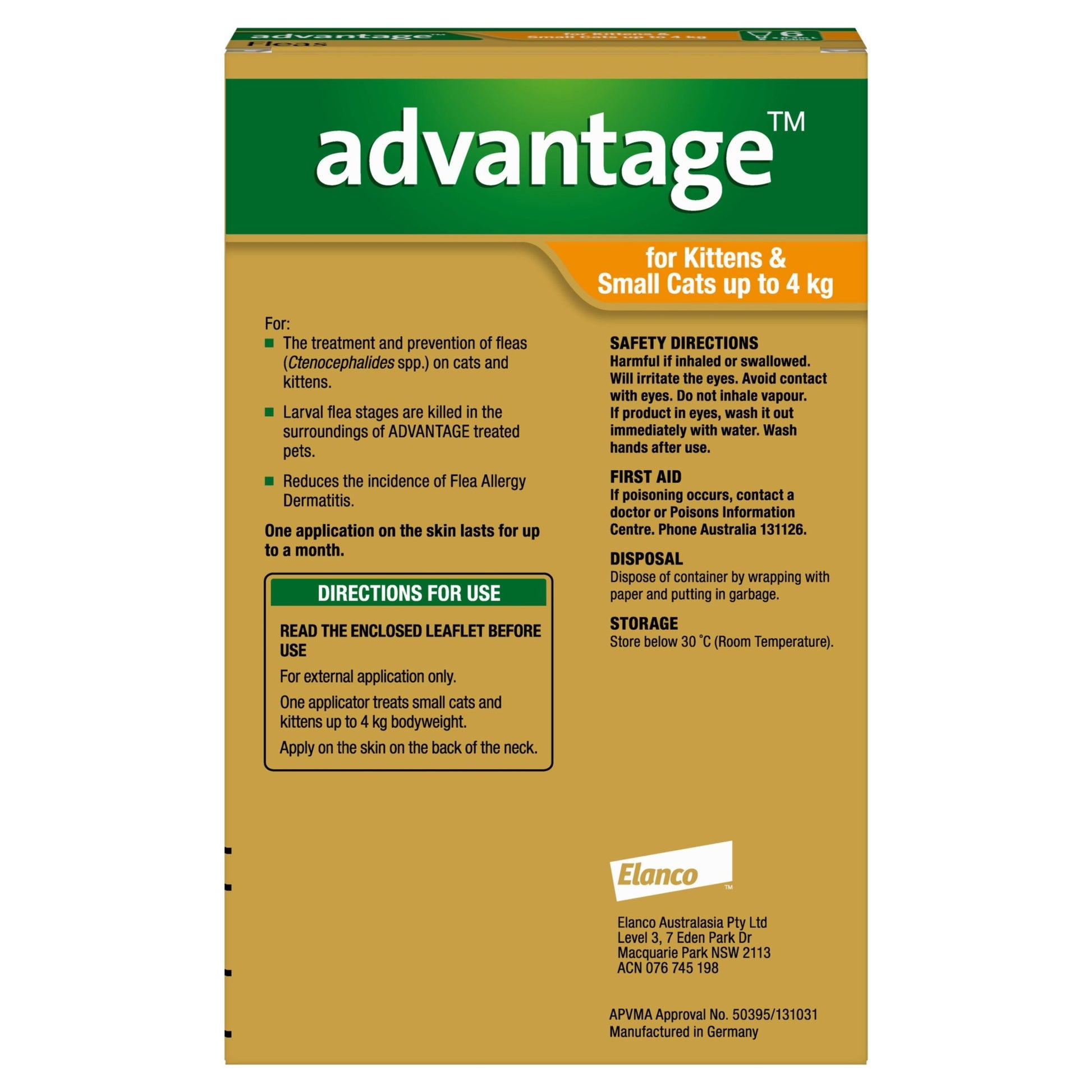 Advantage Flea Treatment <4kg Cat - PetPost Australia