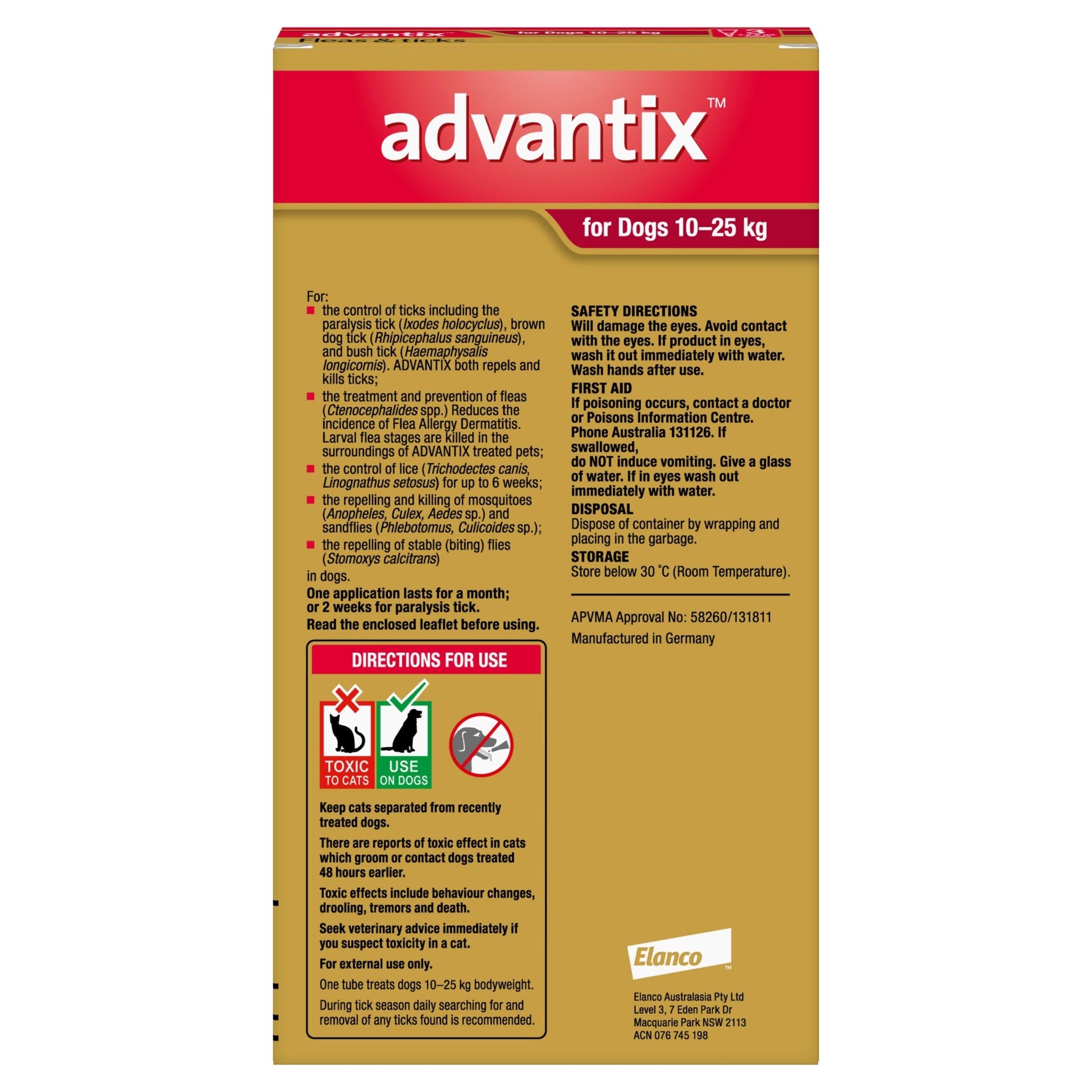 Advantix Flea & Tick Treatment 10-25kg Dog - PetPost Australia