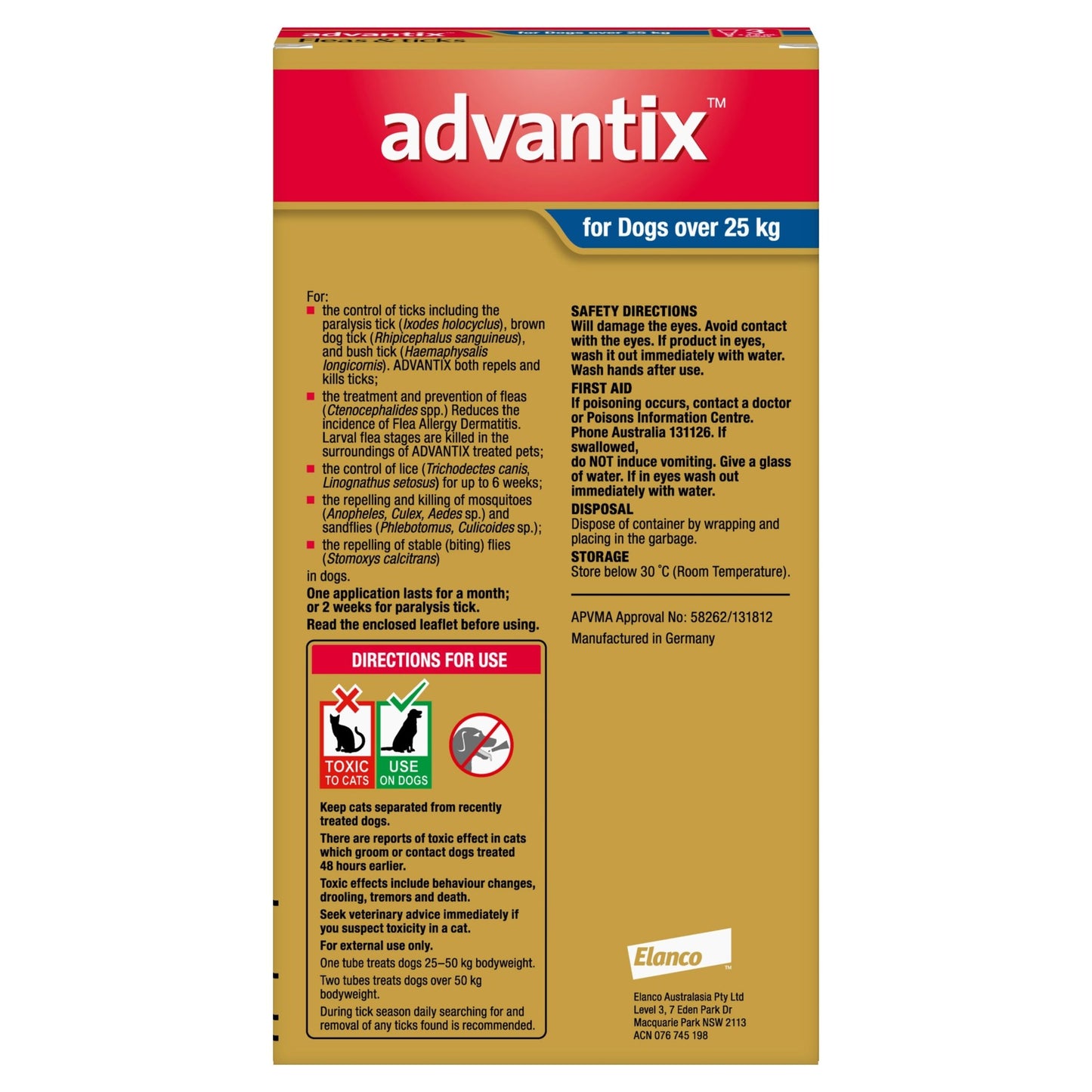Advantix Flea & Tick Treatment 25kg+ Dog - PetPost Australia