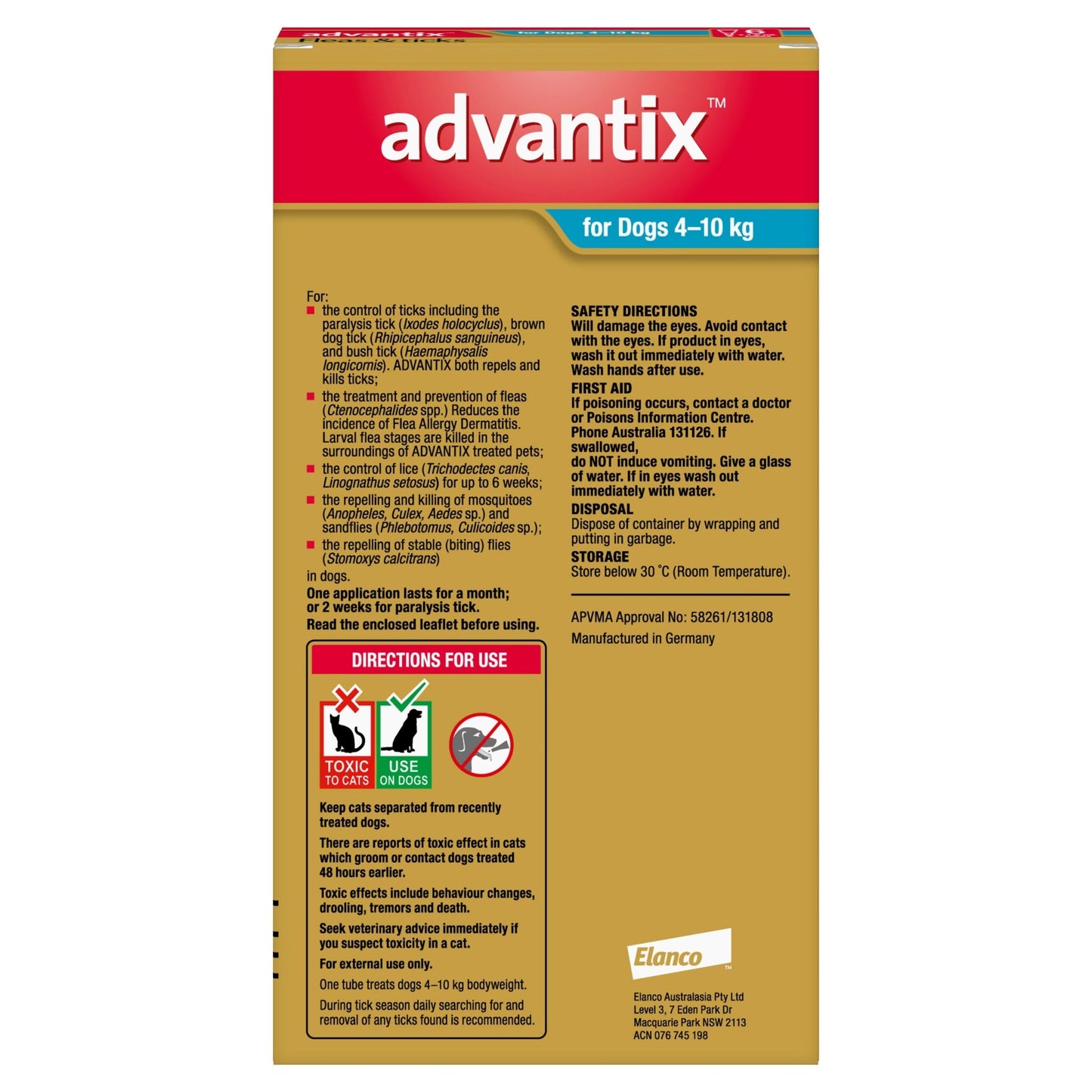 Advantix Flea & Tick Treatment 4-10kg Dog - PetPost Australia