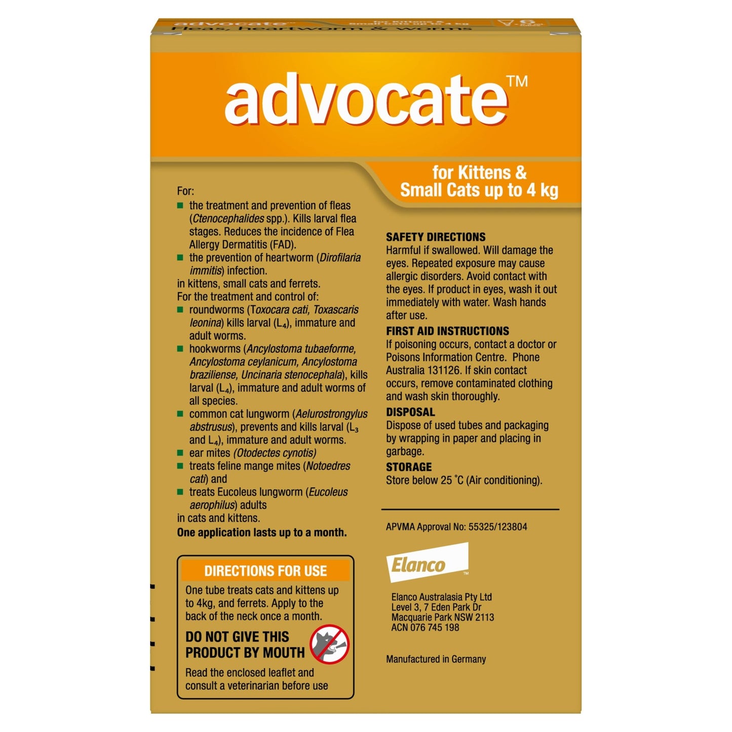 Advocate Flea & Worm Treatment <4kg Cat - PetPost Australia