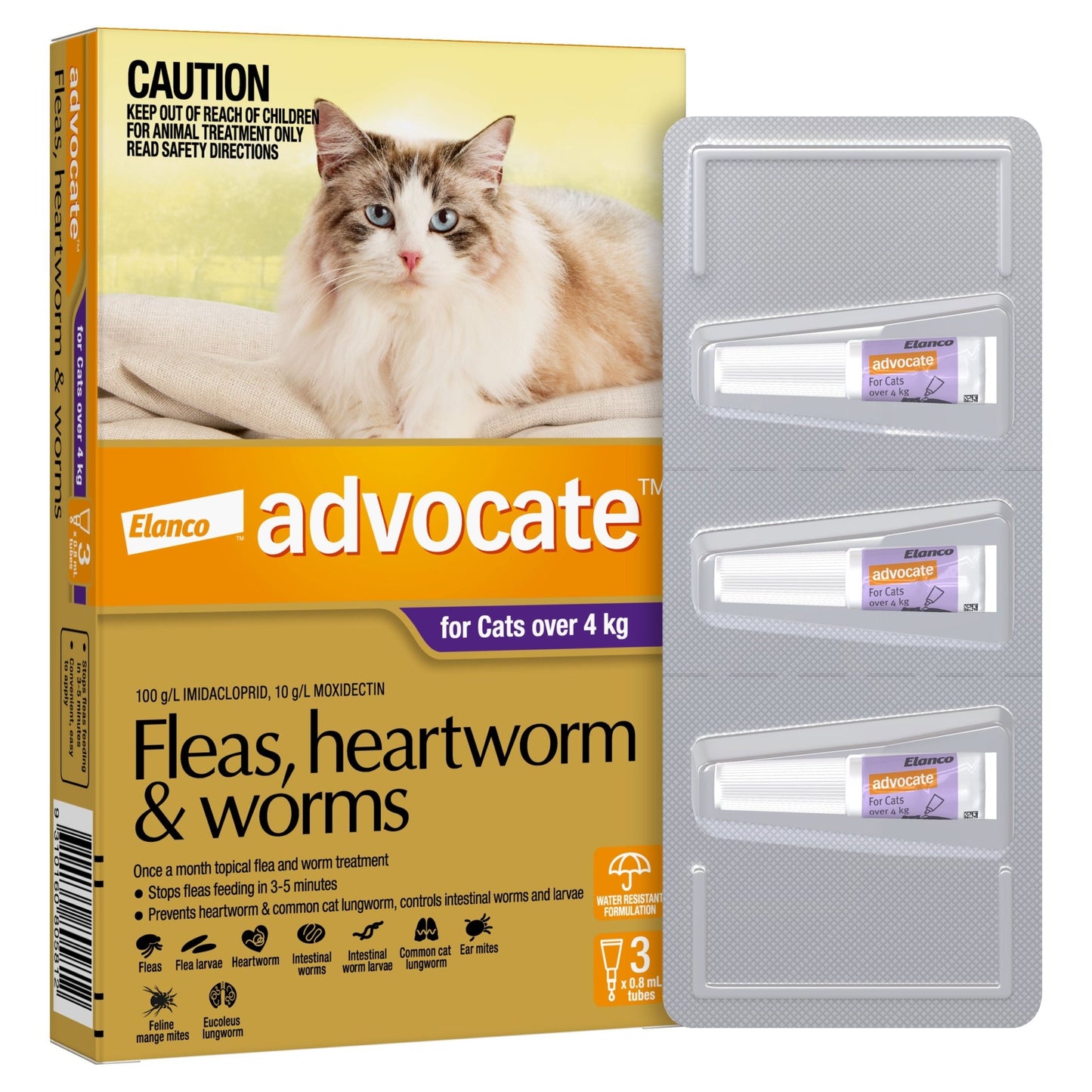Advocate Flea & Worm Treatment >4kg Cat - PetPost Australia